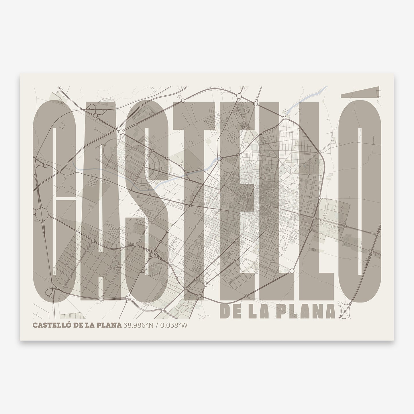 Castellon Map V09 Rustic / No Frame / No