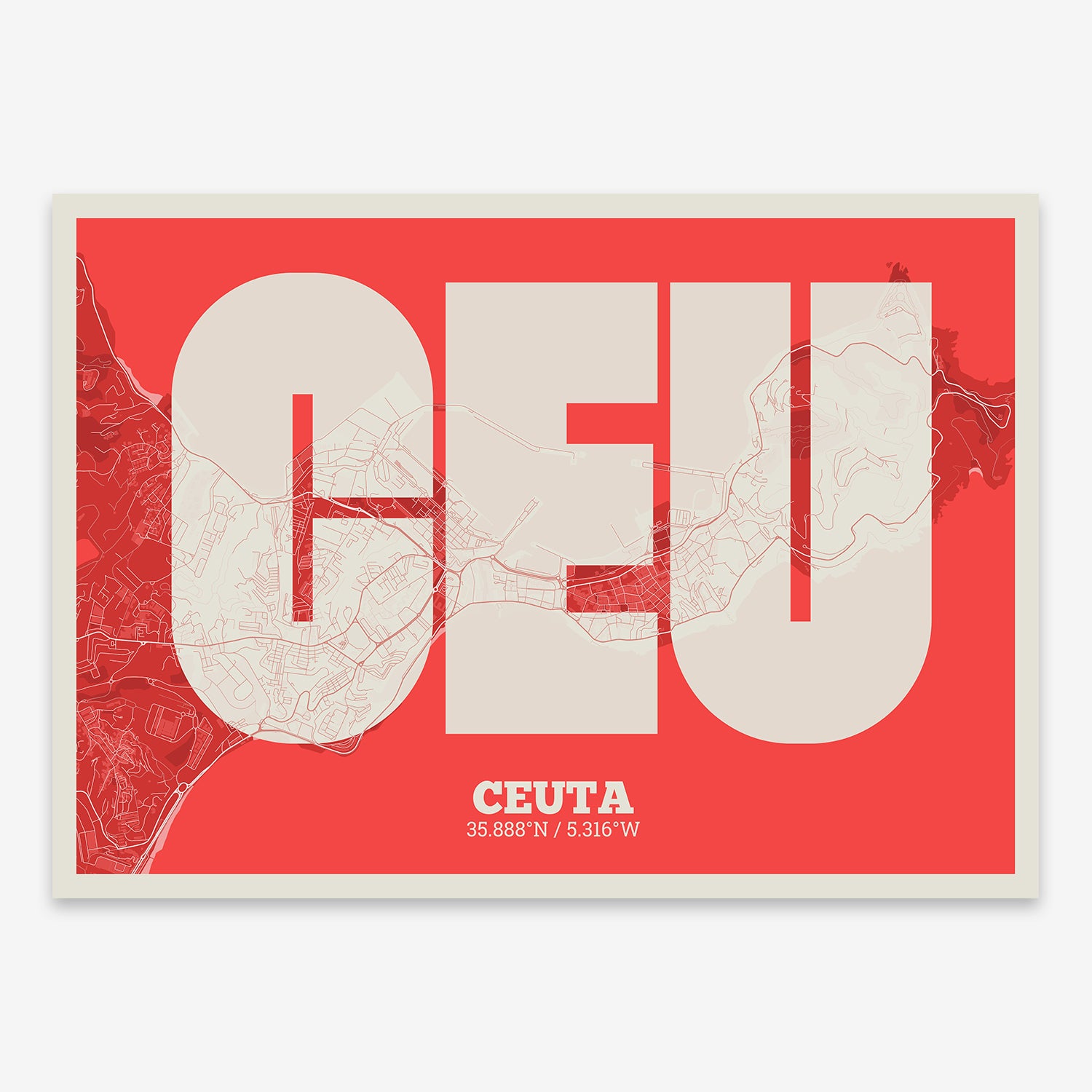 Ceuta Map V02 Boho / No Frame / No