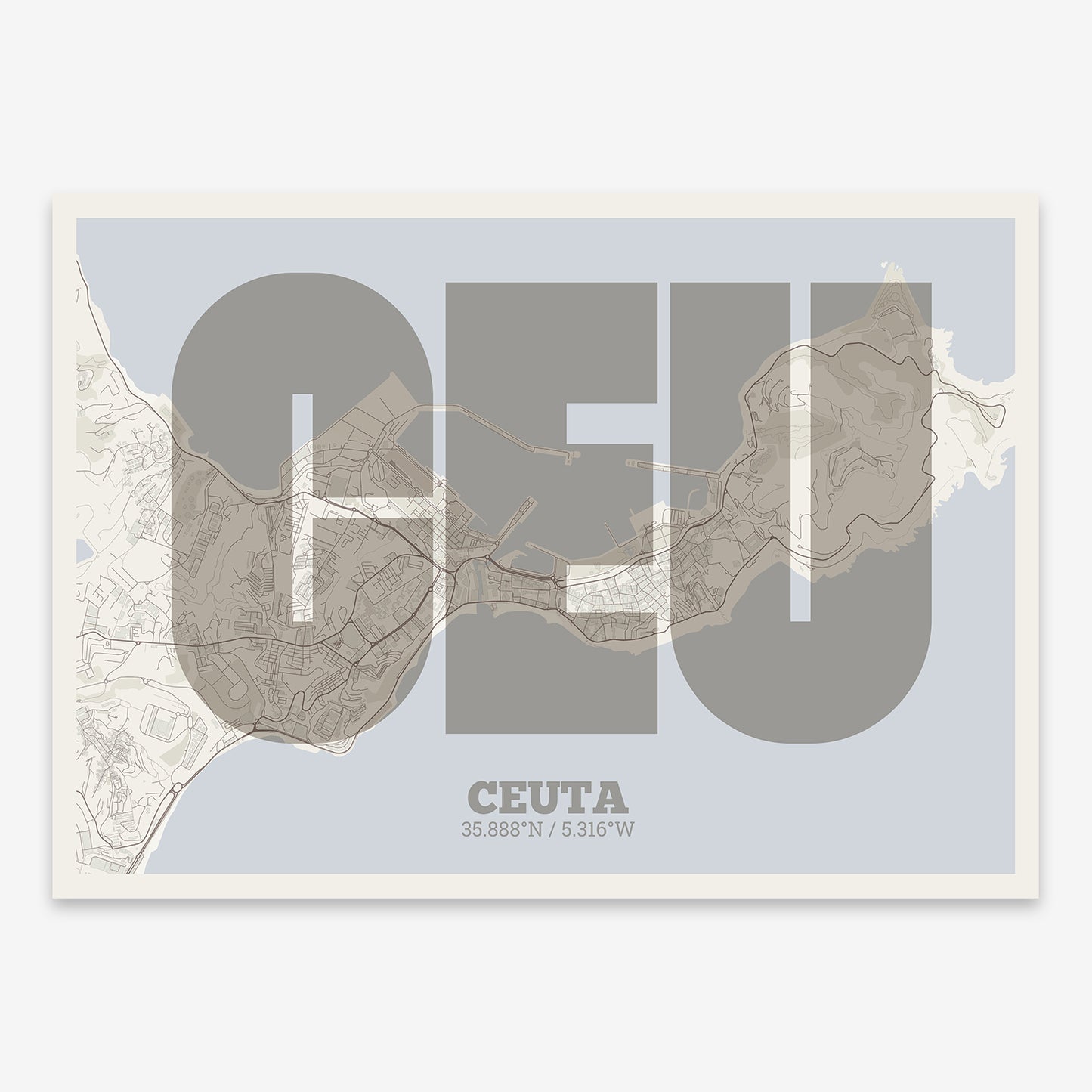 Ceuta Map V02 Rustic / No Frame / No