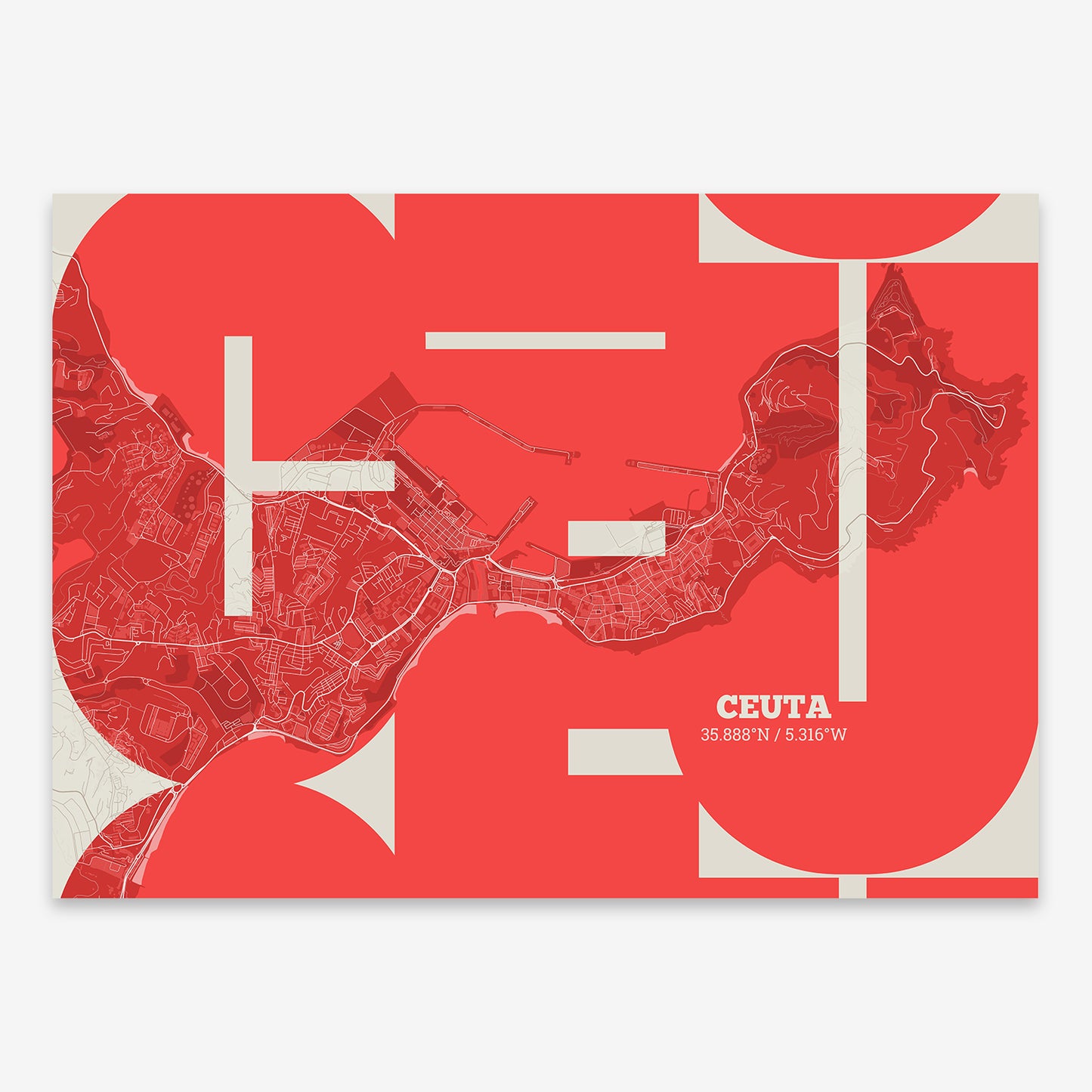 Ceuta Map V03 Boho / No Frame / No