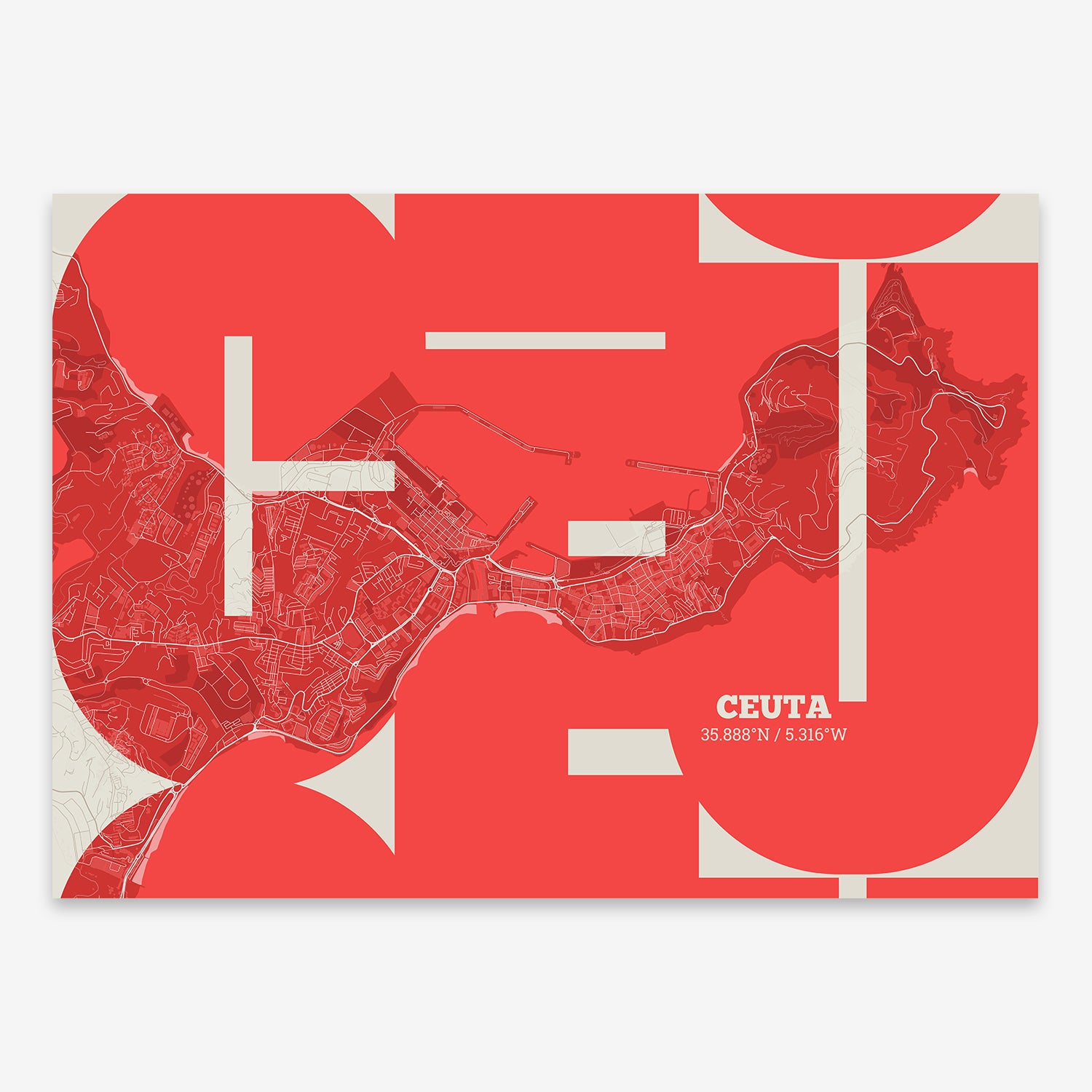 Ceuta Map V03 Boho / No Frame / No