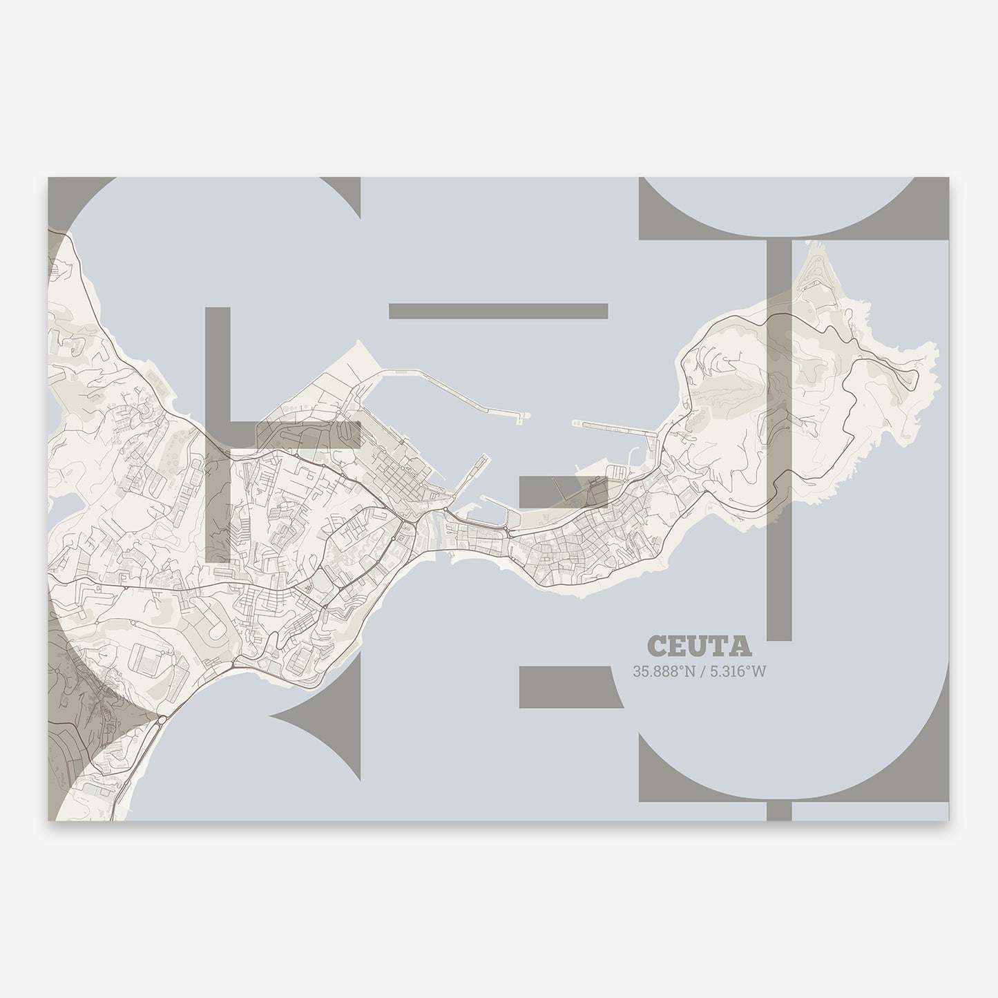 Ceuta Map V03 Rustic / No Frame / No