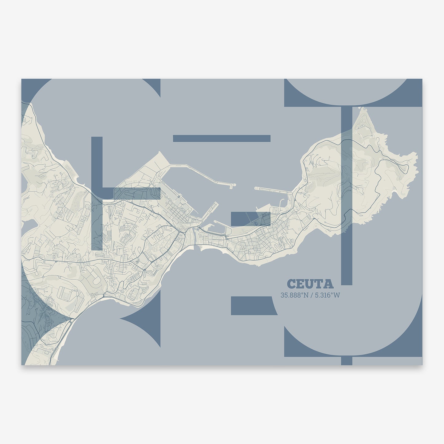 Ceuta Map V03 Seaside / No Frame / No