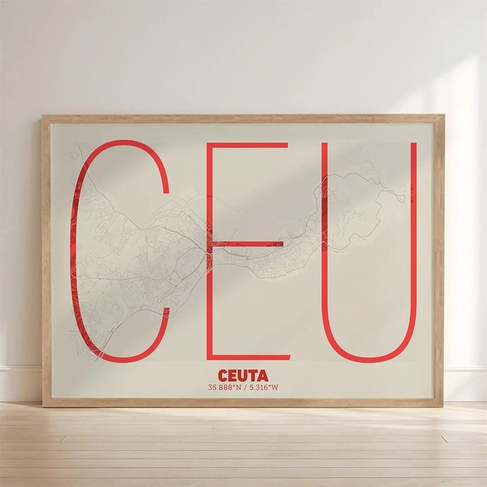 Decorative poster of Ceuta – Ultra-fine typographic art