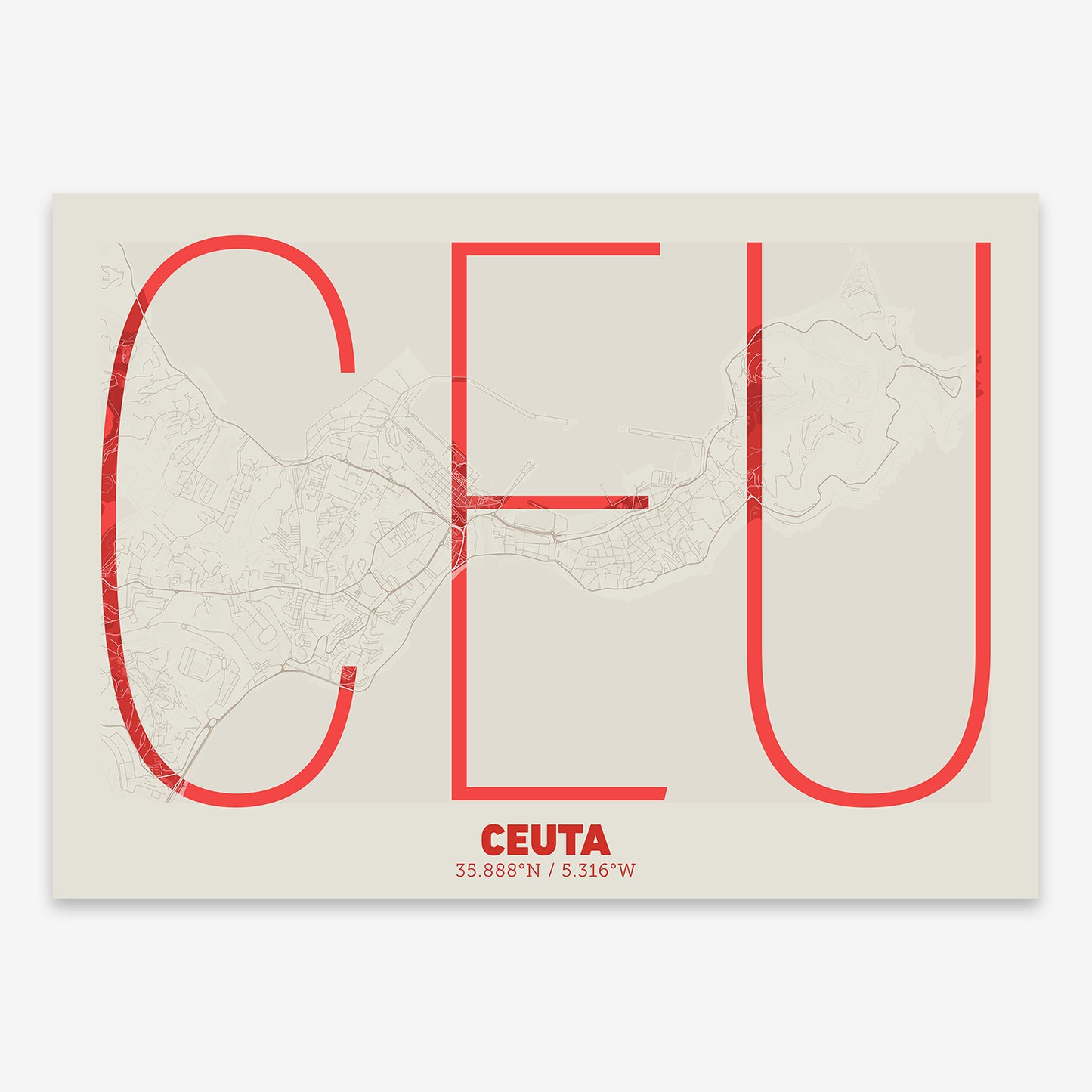 Ceuta Map V07 Boho / No Frame / No