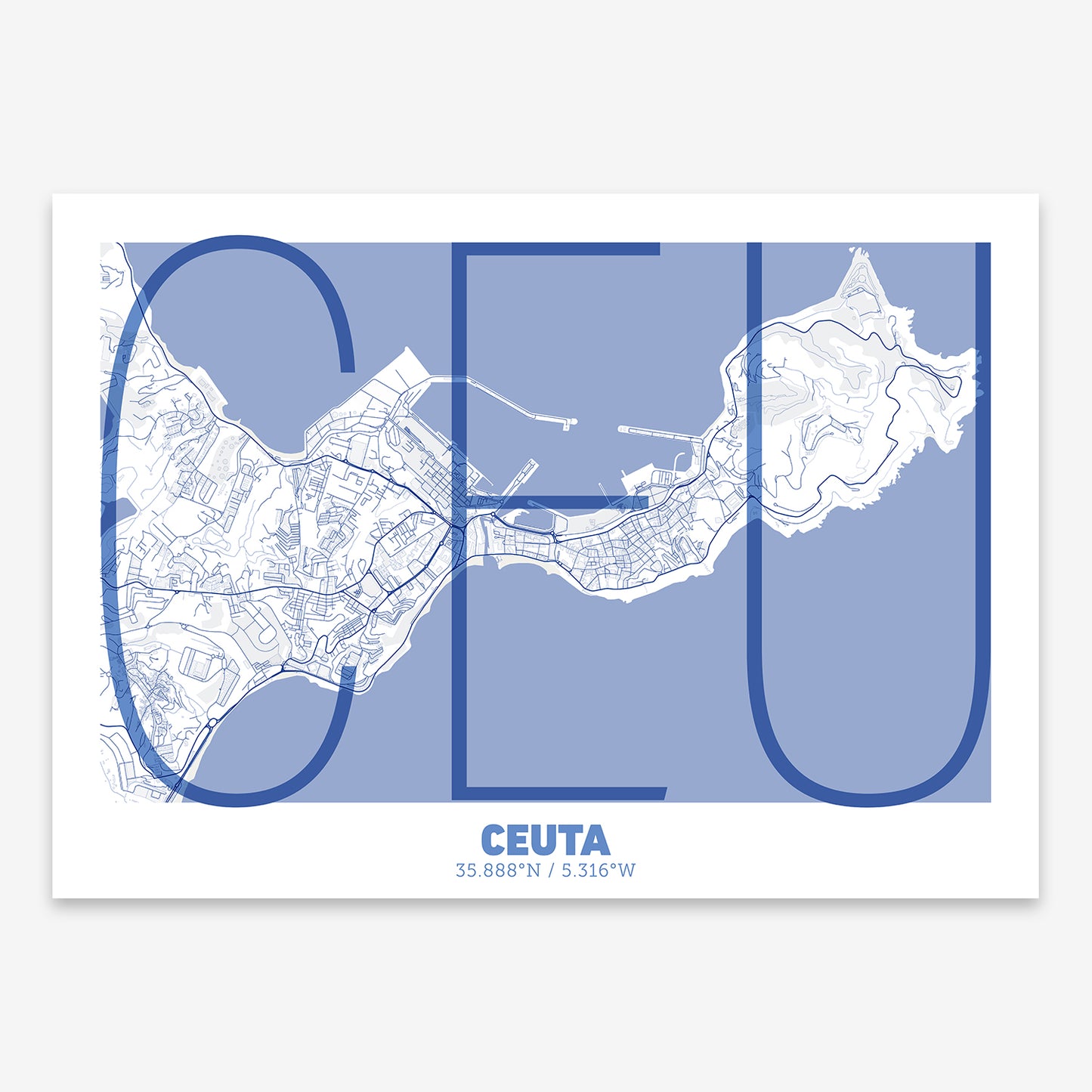 Ceuta Map V07 Med / Frame / Yes