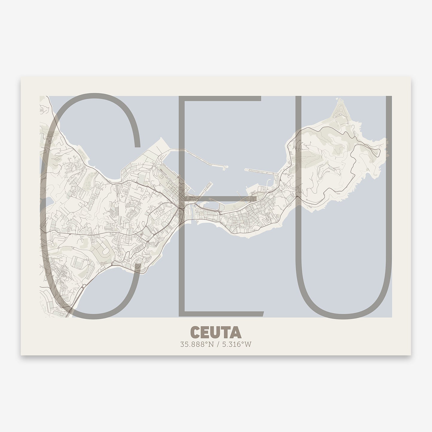 Ceuta Map V07 Rustic / No Frame / No