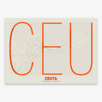 Decorative poster of Ceuta – Ultra-fine typographic art