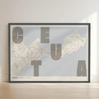 Creative print of Ceuta – Graphic design and typography on a map