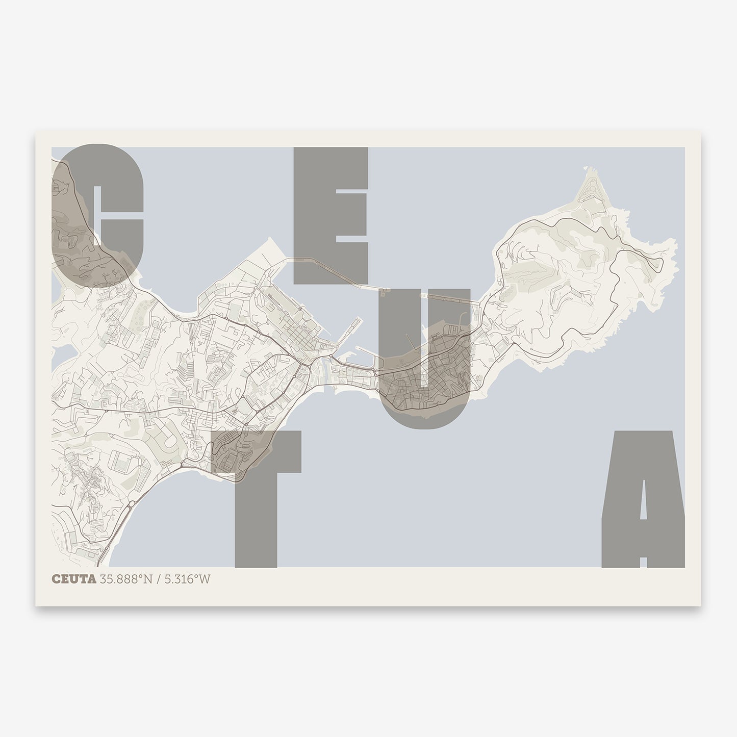 Ceuta Map V08 Rustic / Frame / No