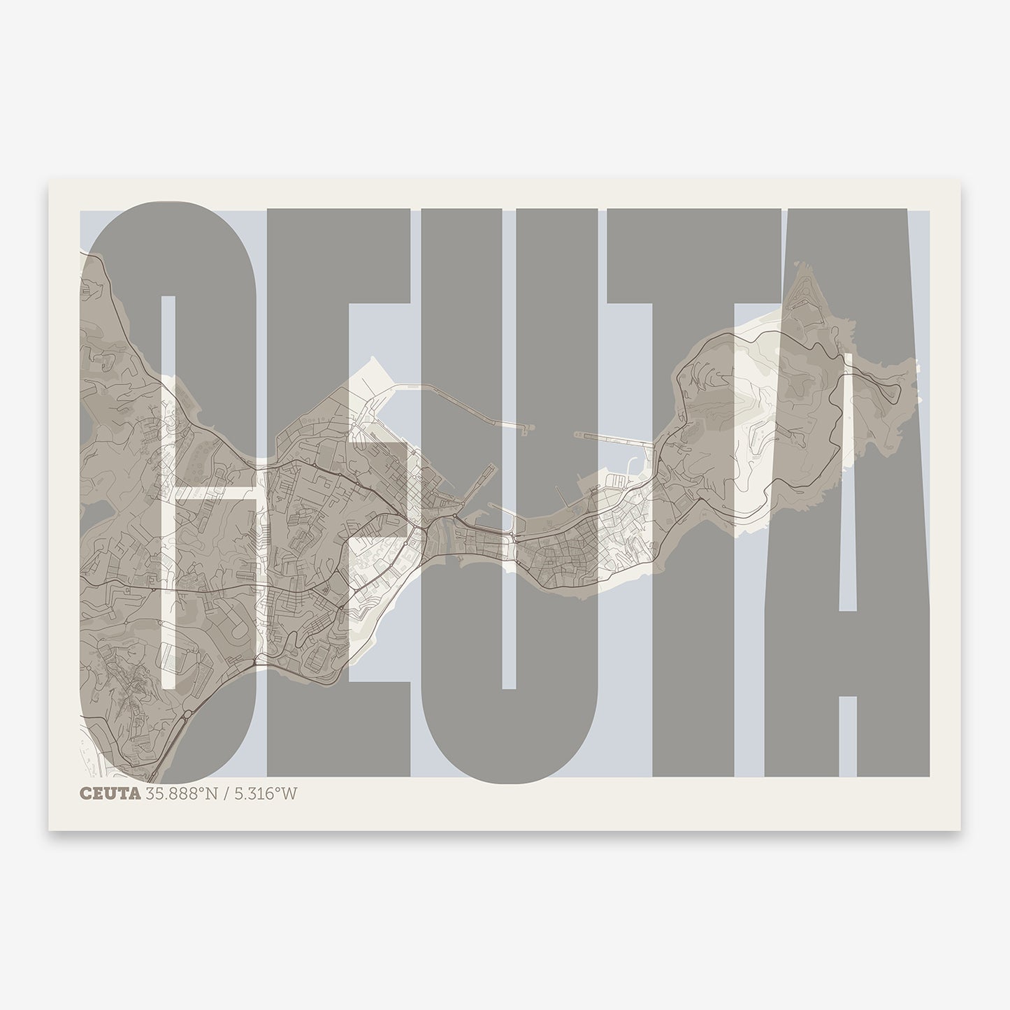 Ceuta Map V09 Rustic / Frame / No