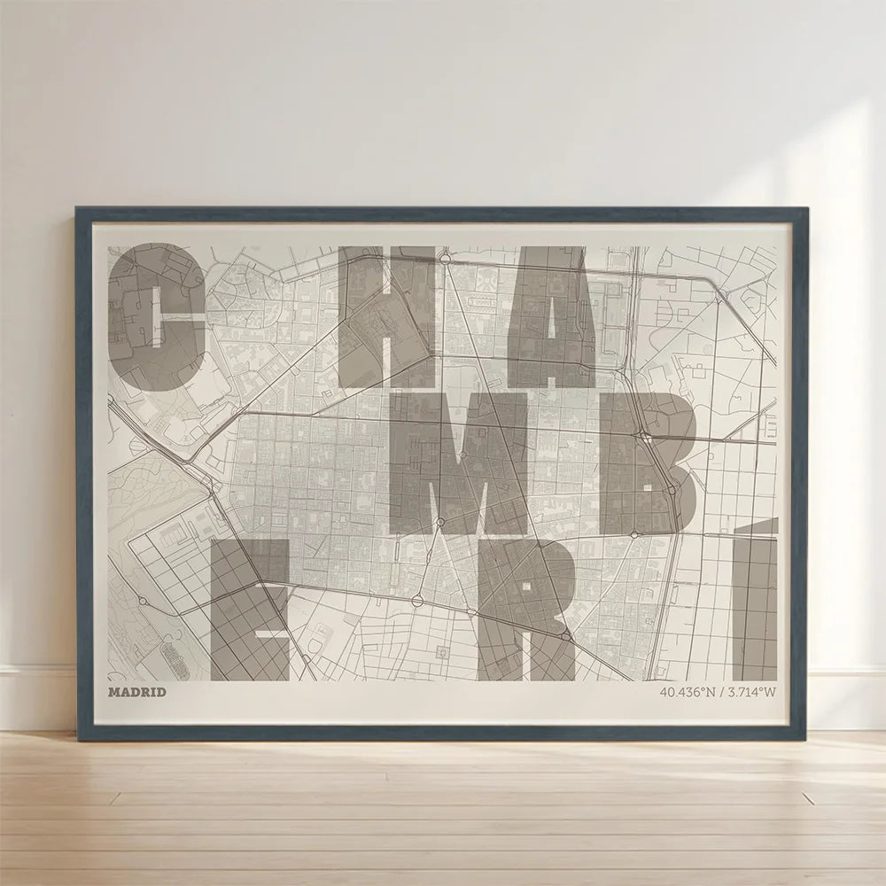 Creative print of Chamberi, Madrid – Graphic design and typography on a map