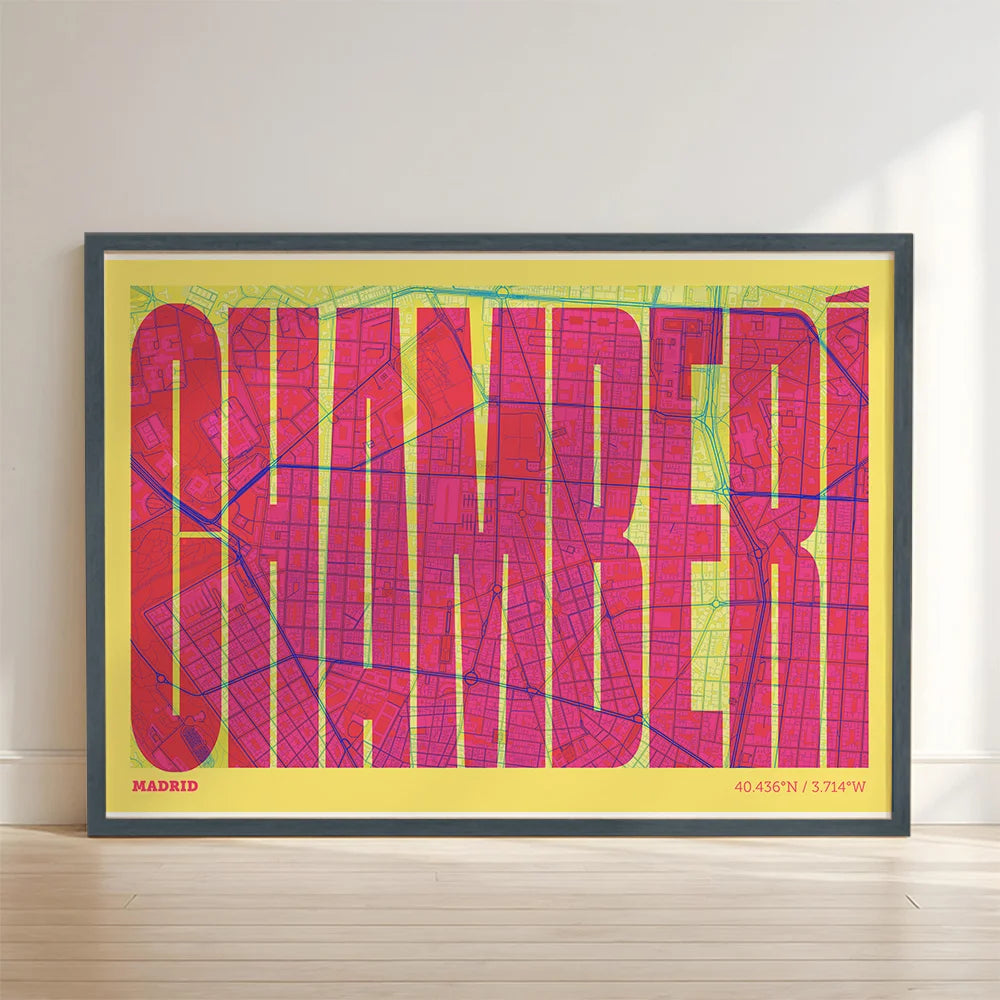 Recuerdo gráfico de Chamberí, Madrid – Lámina tipográfica contemporánea