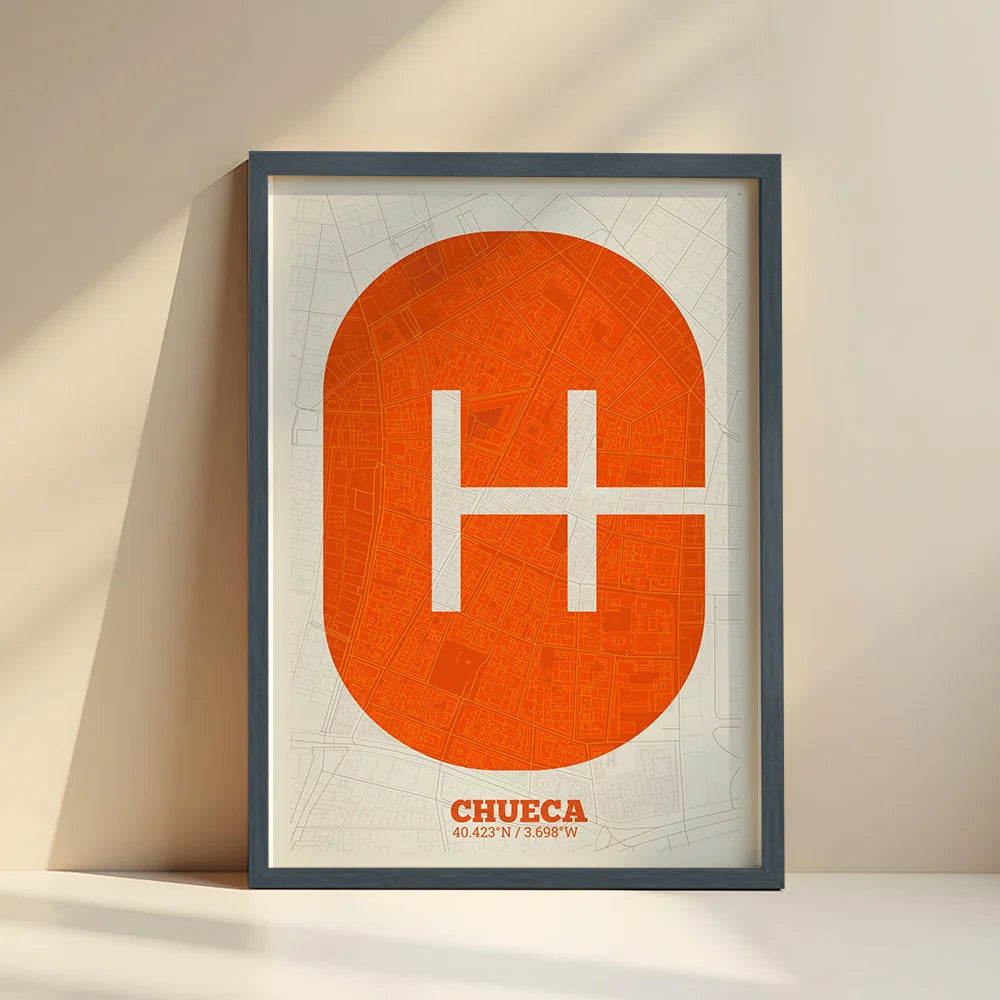 Decorative print of Chueca, Madrid – Modern typographic art