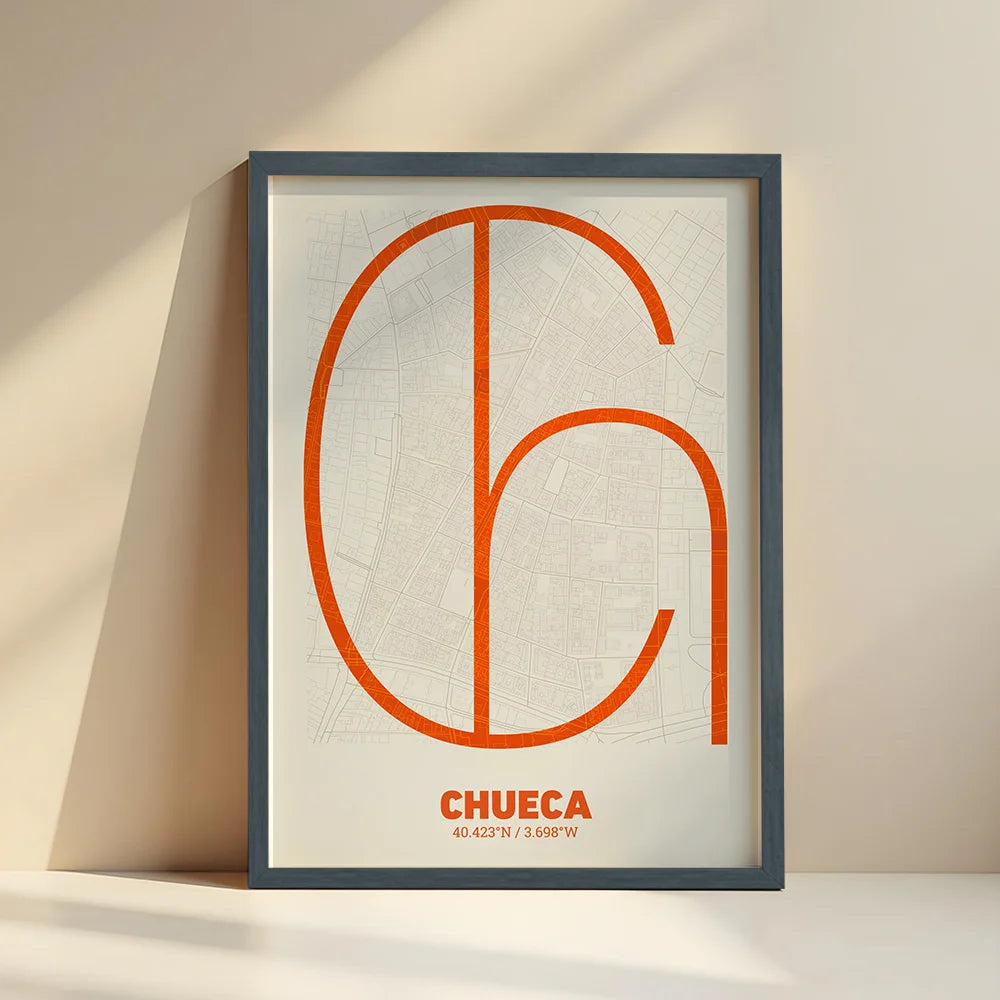 Decorative poster of Chueca, Madrid – Ultra-fine typographic art