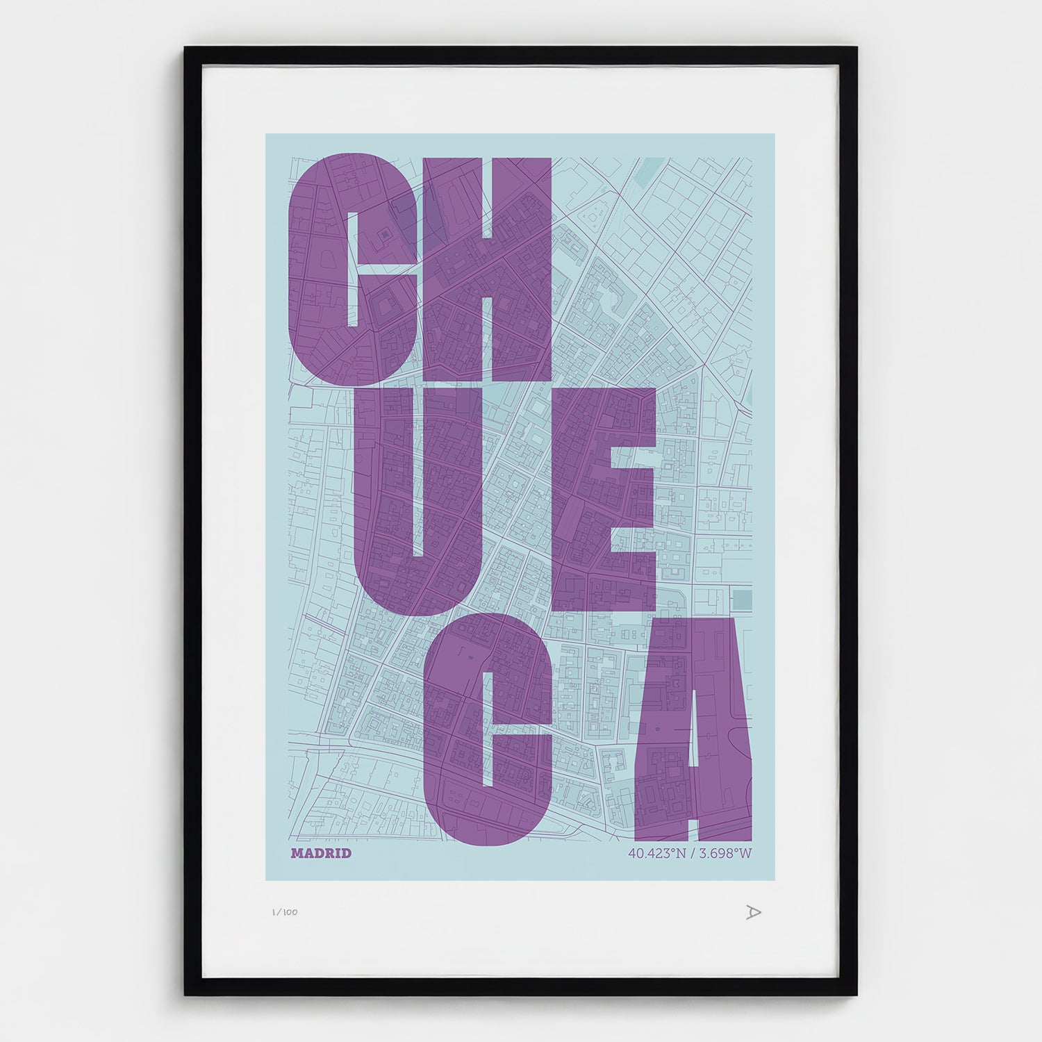 Lámina tipográfica de Chueca – diseño Revoltosa, marco negro