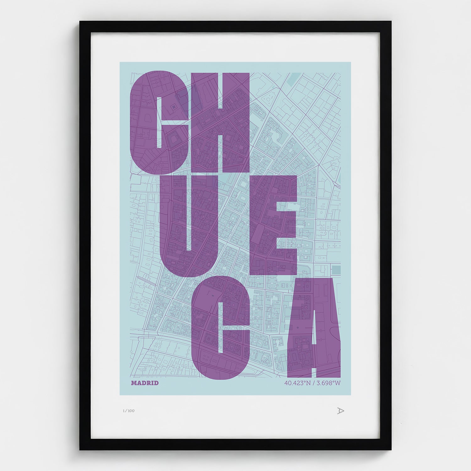 Lámina tipográfica de Chueca – diseño Revoltosa, marco negro