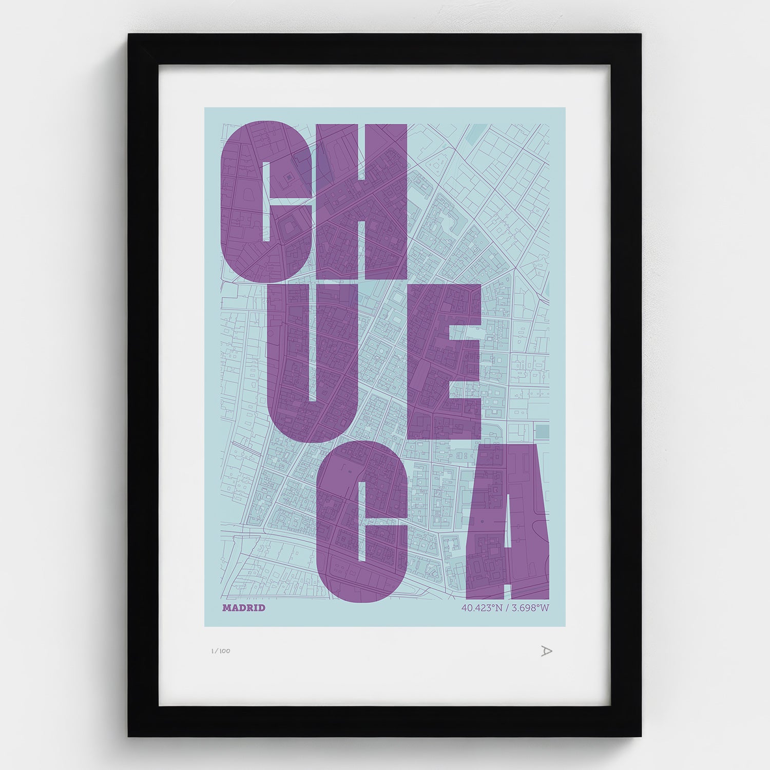 Lámina tipográfica de Chueca – diseño Revoltosa, marco negro