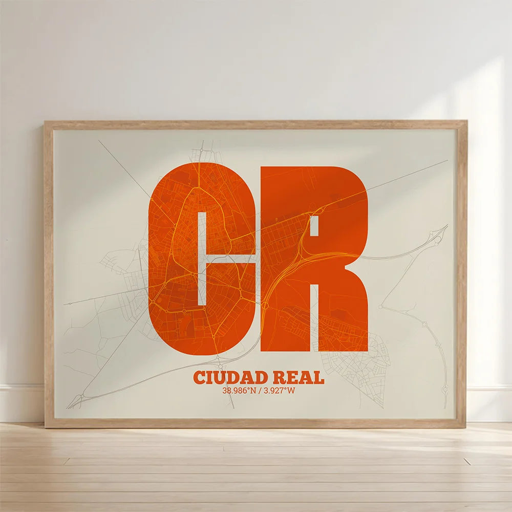 Decorative print of Ciudad Real – Modern typographic art