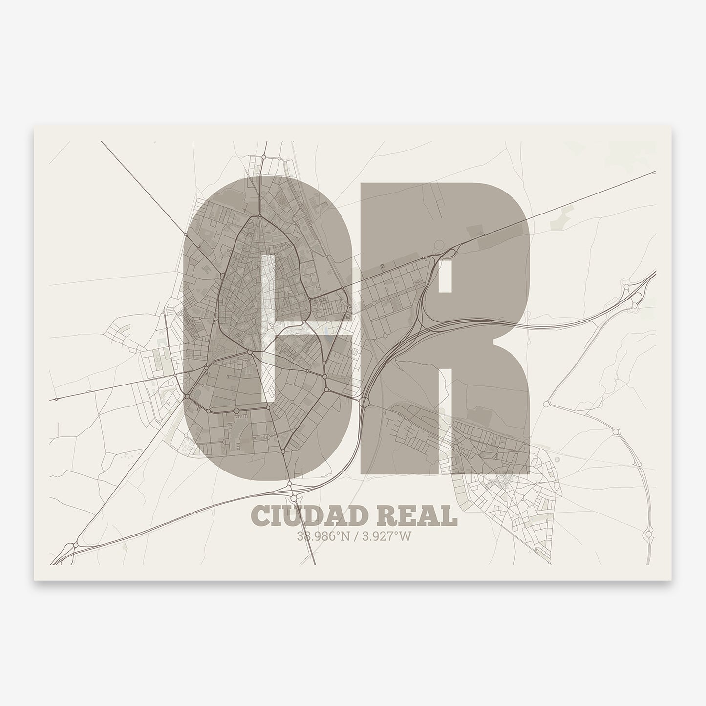 Ciudad Real Map V02 Rustic / Frame / Yes