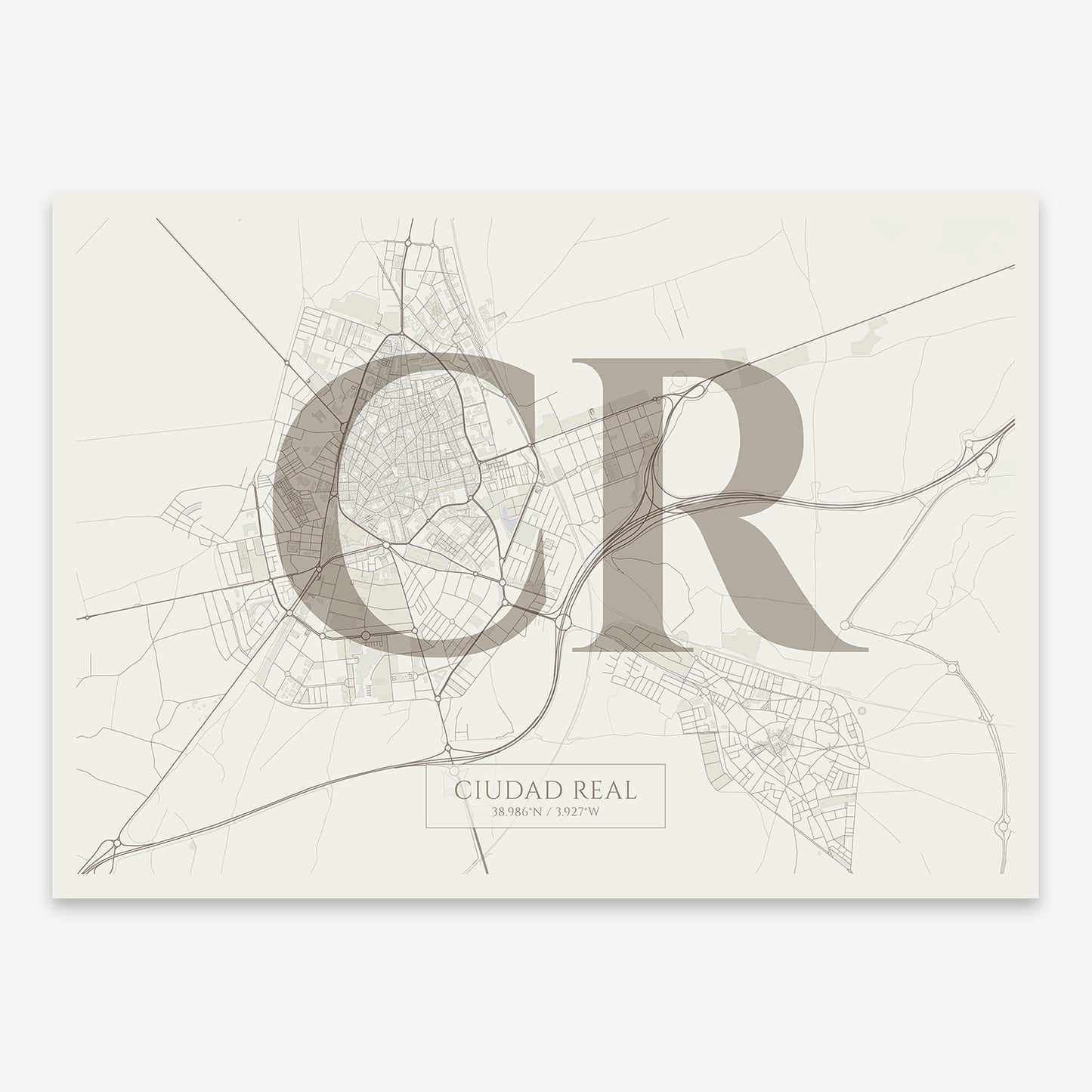 Ciudad Real Map V06 Rustic / Frame / No