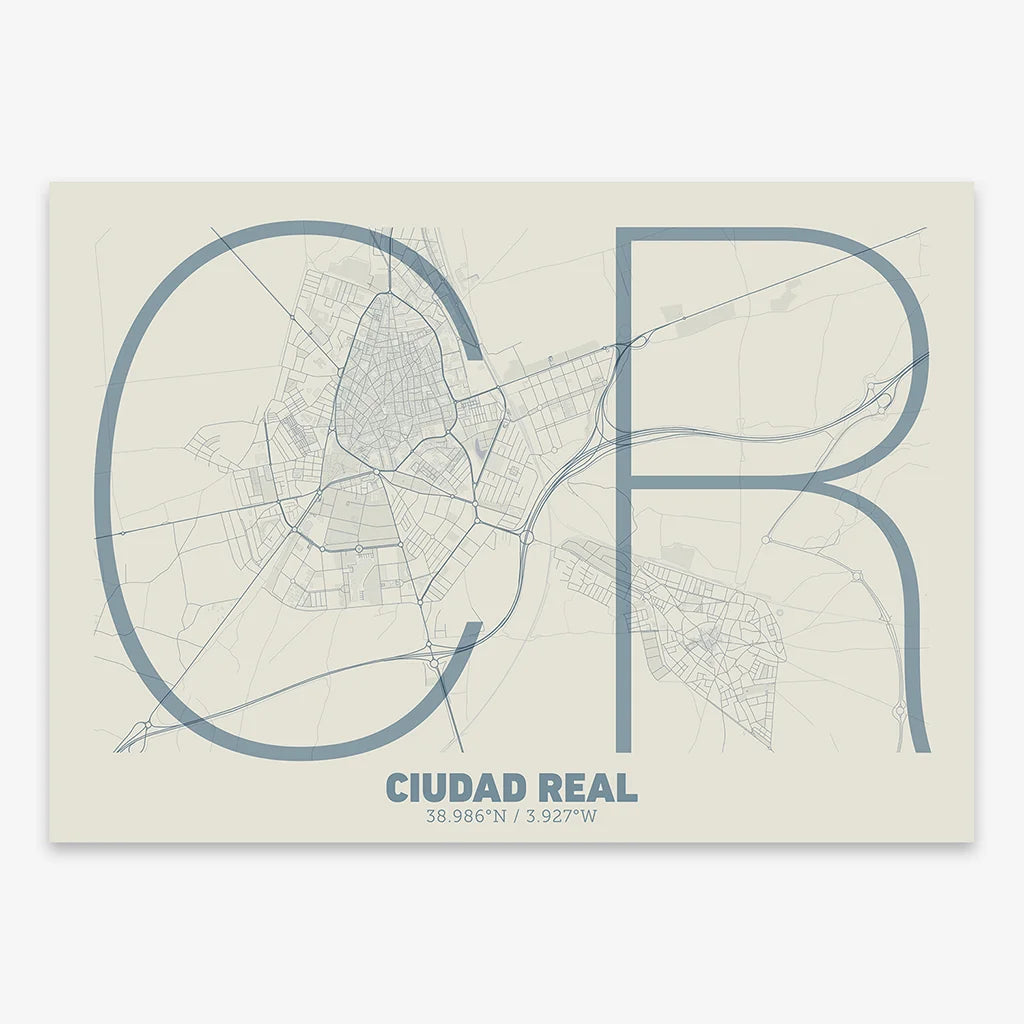 Poster of  composed with letters in extra light font printed on bluish gray and an off-white background