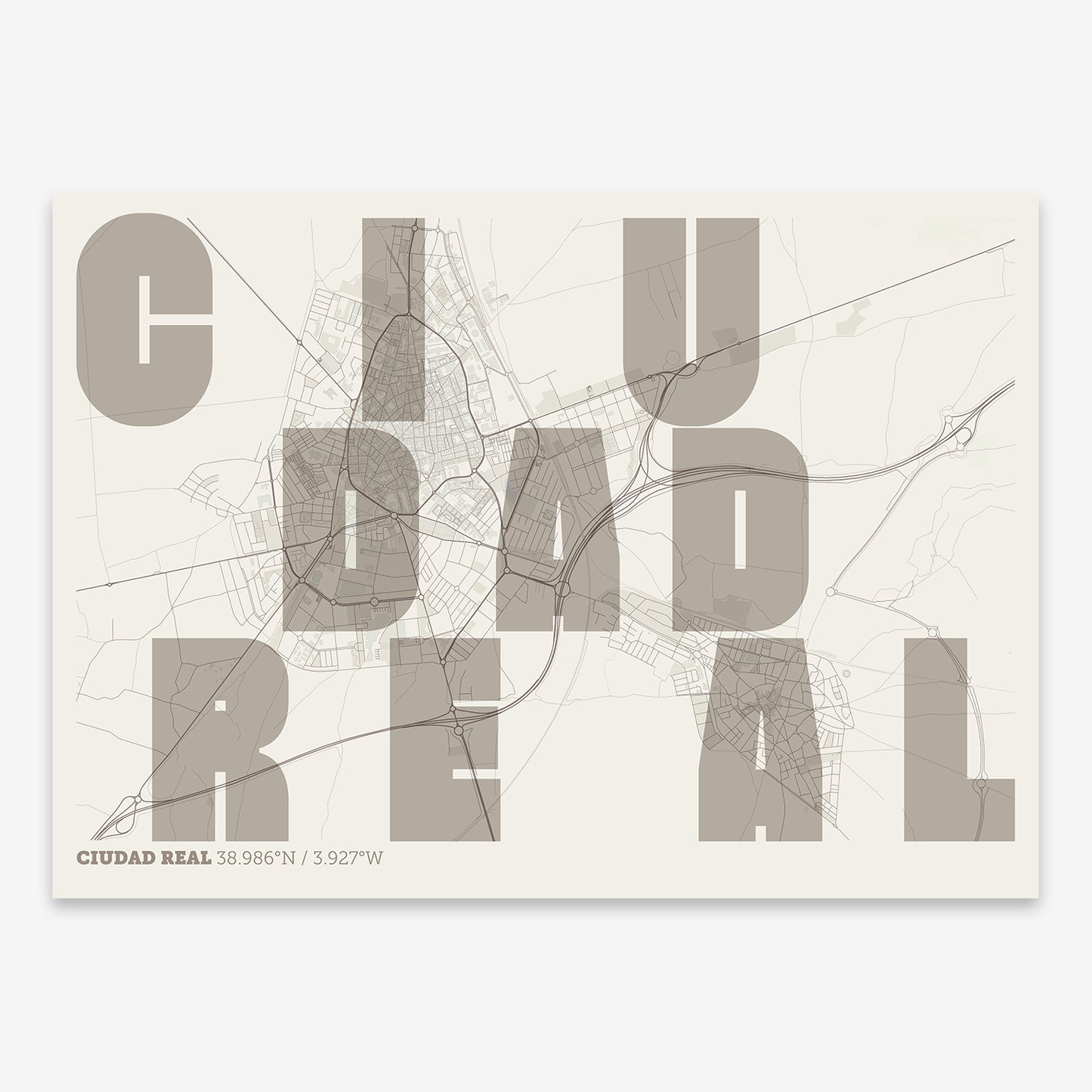 Ciudad Real Map V08 Rustic / No Frame / Yes