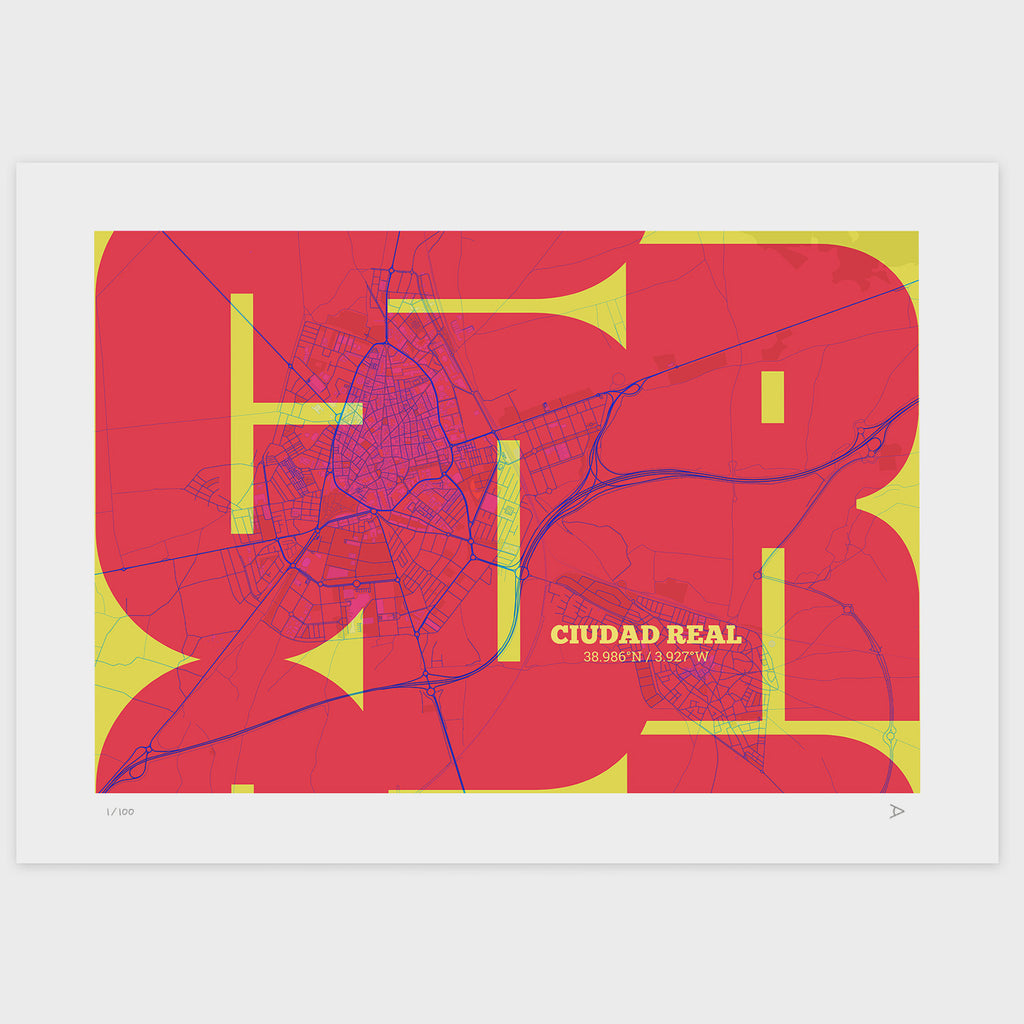 Lámina tipográfica de Ciudad Real – diseño Inseparable, sin marco sobre papel