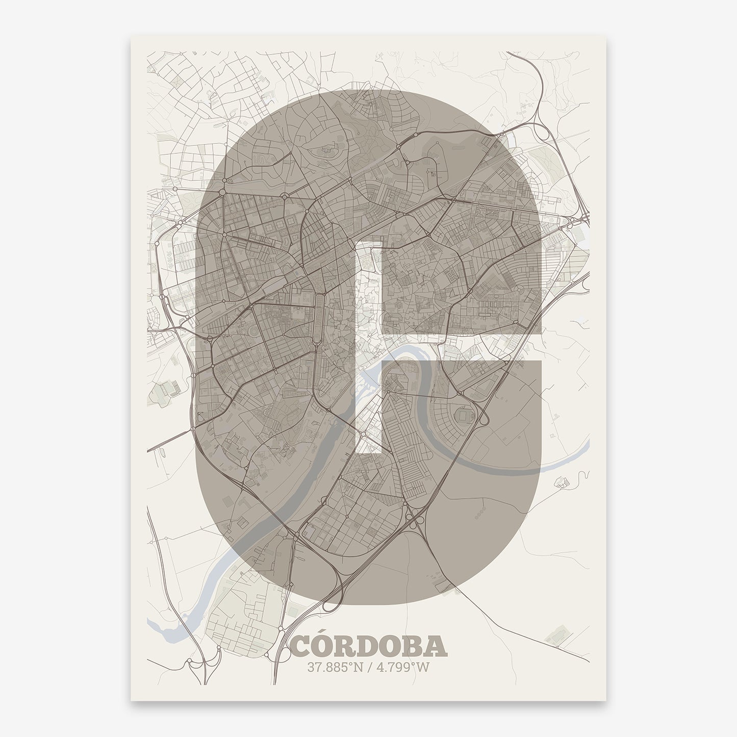 Cordoba Map V02 Rustic / No Frame / No