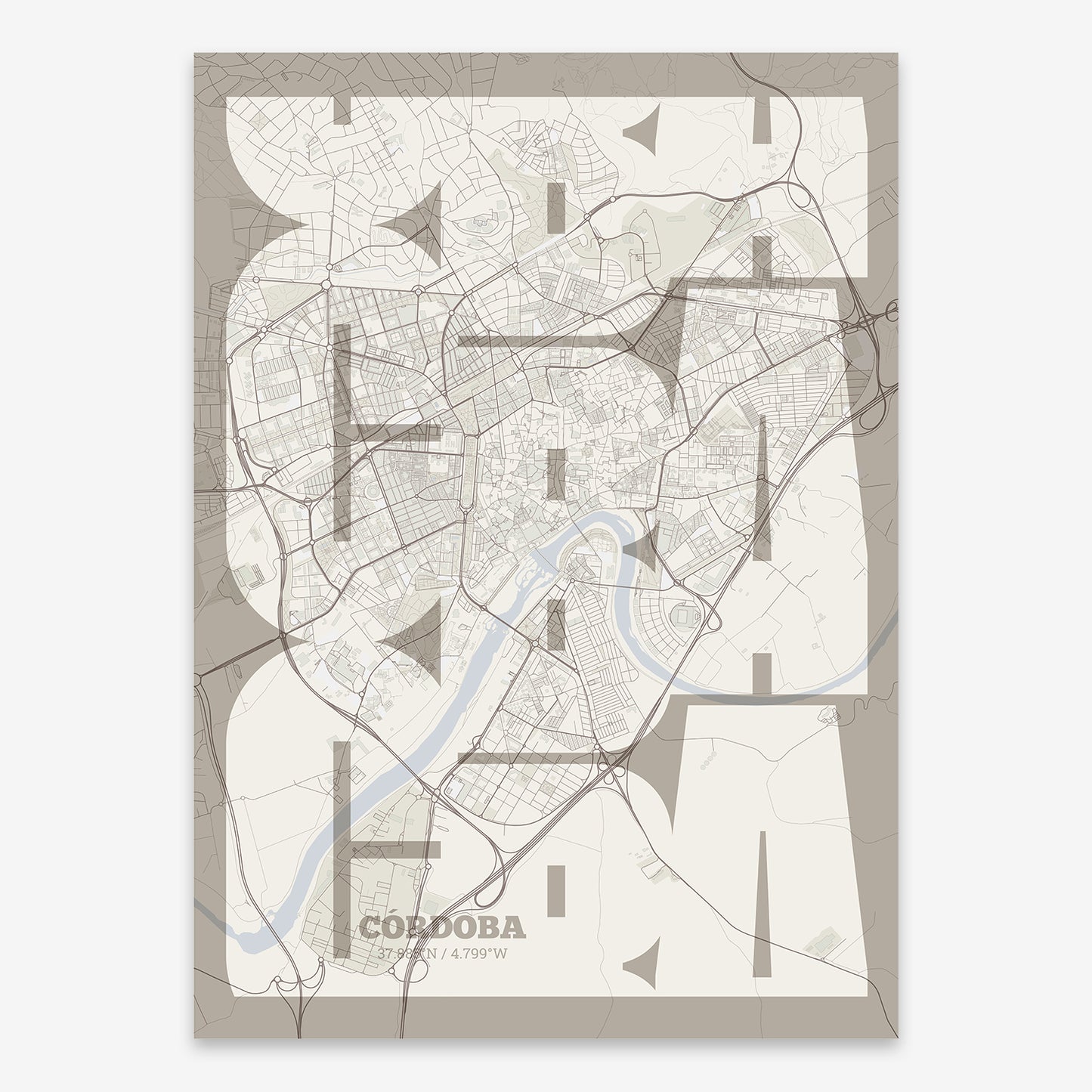 Cordoba Map V03 Rustic / Frame / Yes