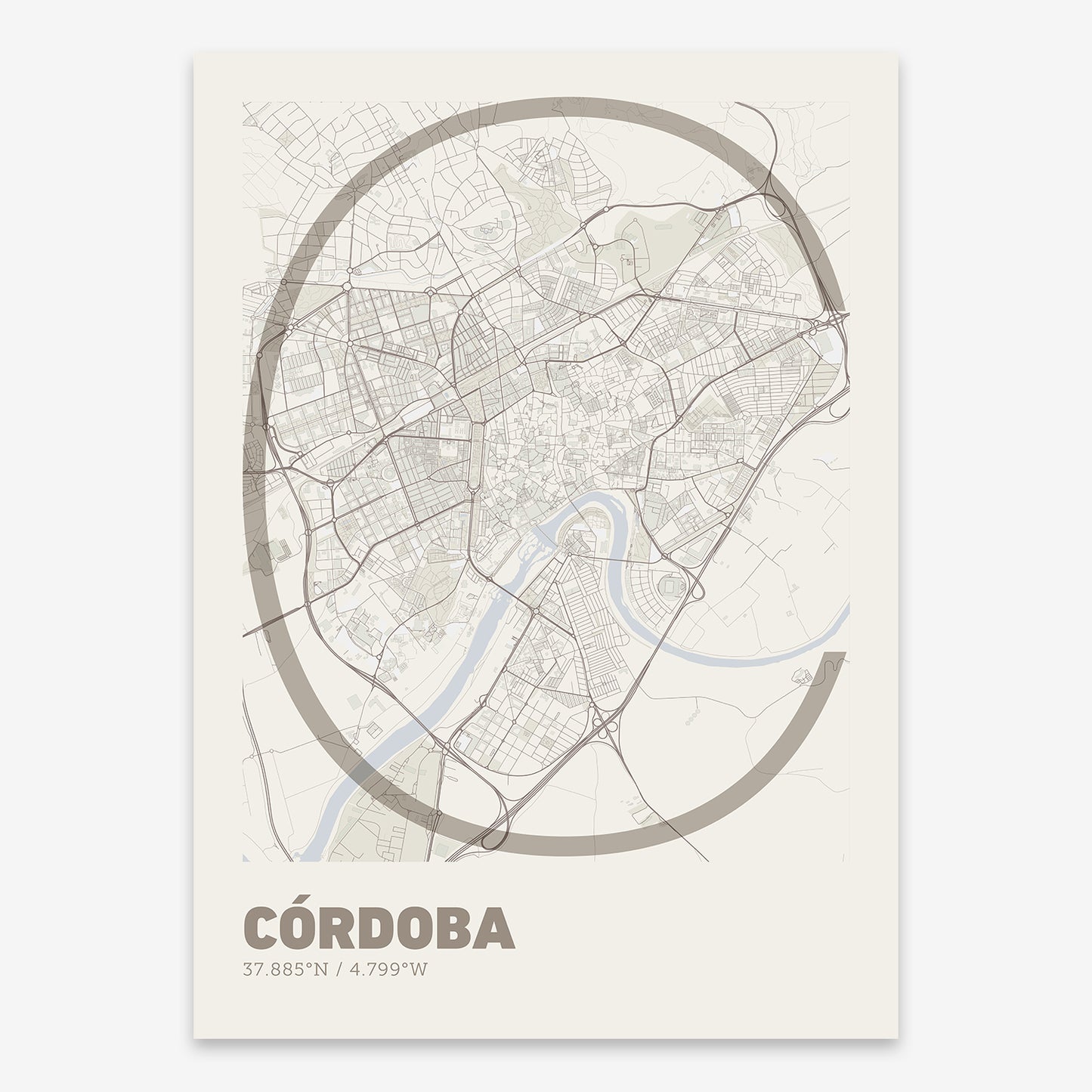 Cordoba Map V07 Rustic / No Frame / No