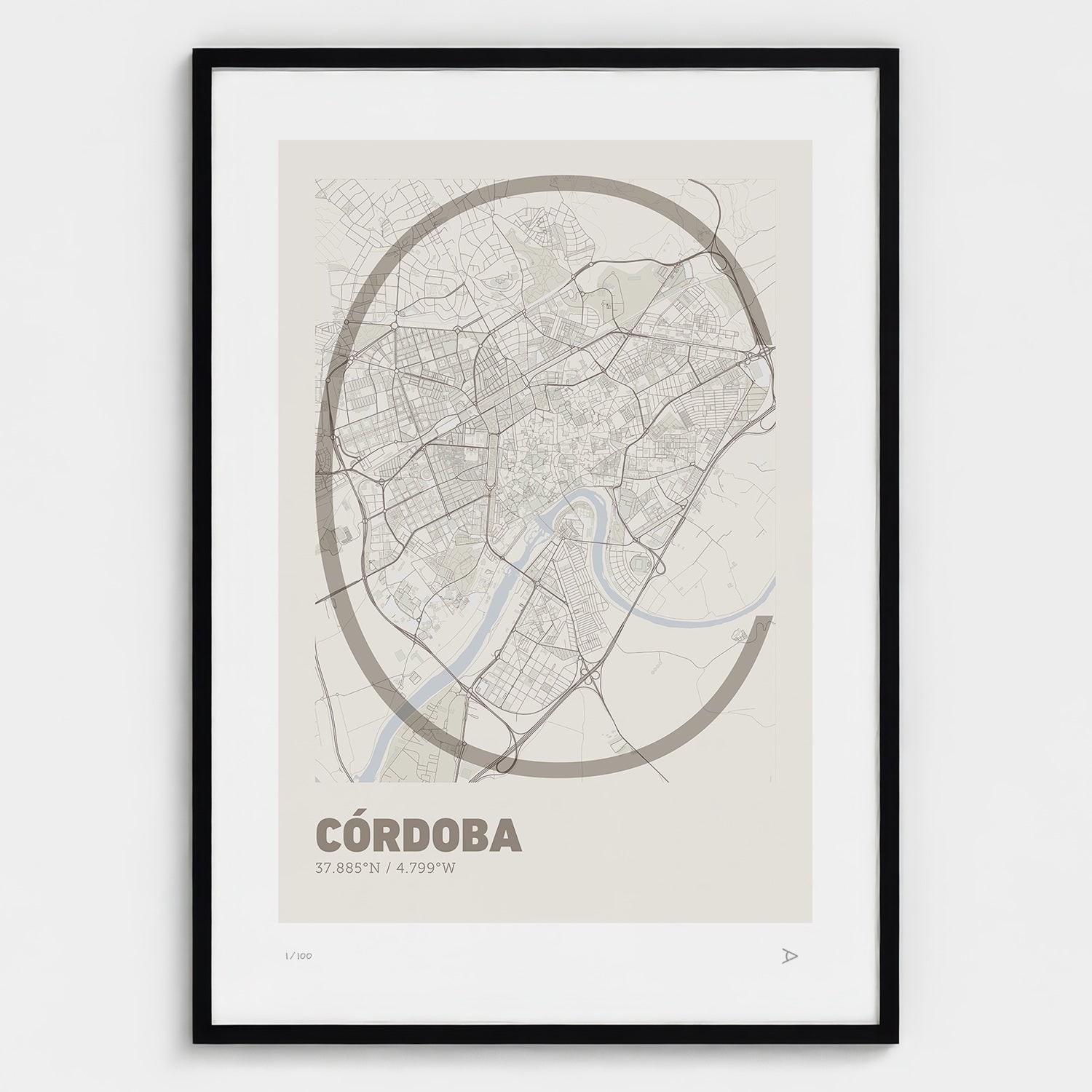 Lámina tipográfica de Cordoba – diseño Ultrafina, marco negro