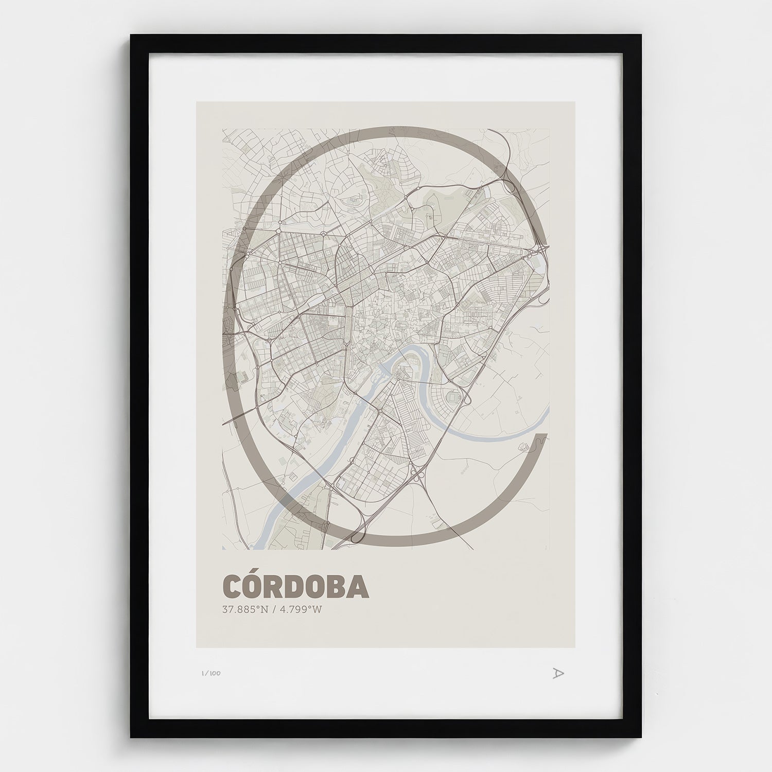 Lámina tipográfica de Cordoba – diseño Ultrafina, marco negro