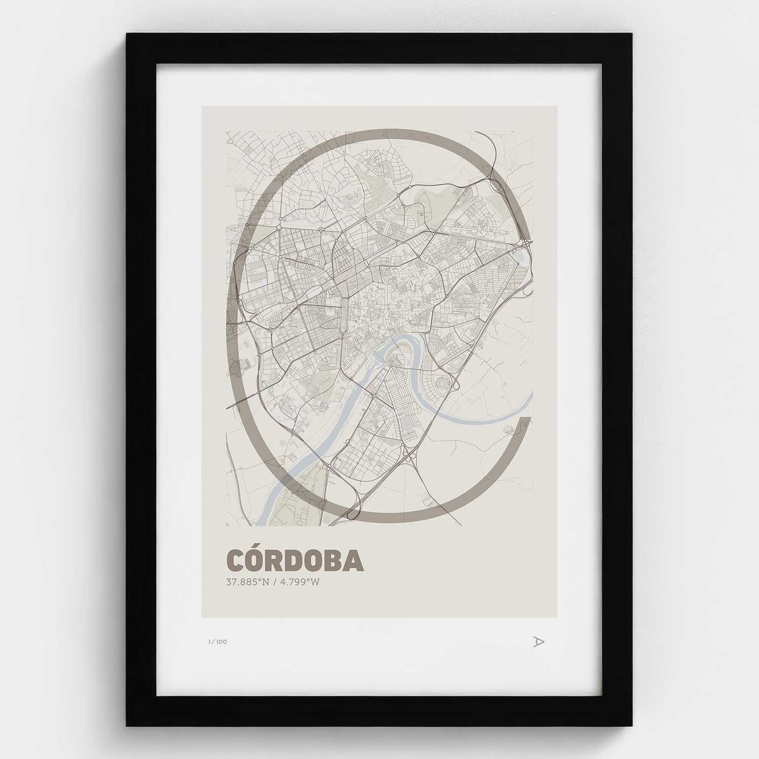 Lámina tipográfica de Cordoba – diseño Ultrafina, marco negro