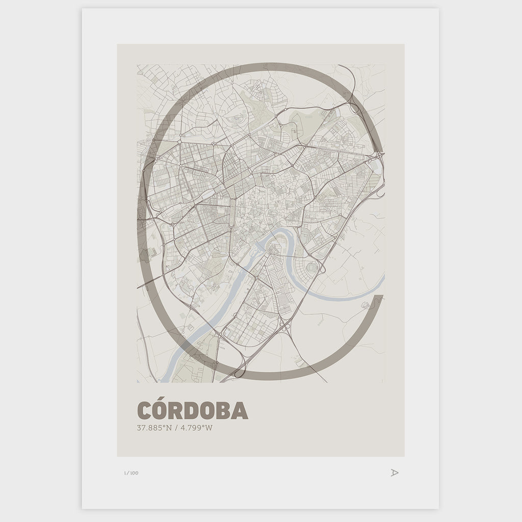 Lámina tipográfica de Cordoba – diseño Ultrafina, sin marco sobre papel