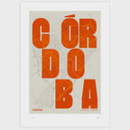 Lámina tipográfica de Cordoba – diseño Revoltosa, sin marco sobre papel