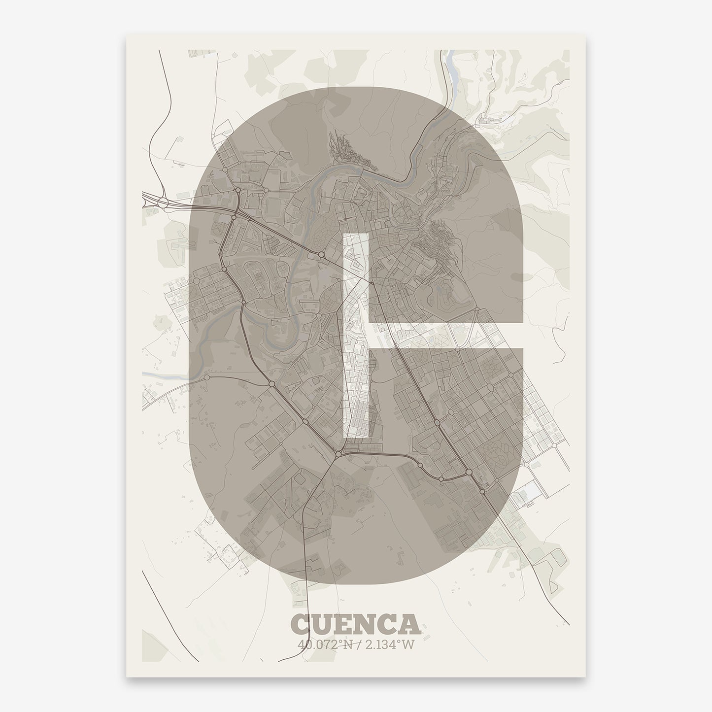 Cuenca Map V02 Rustic / No Frame / No