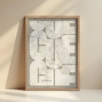 Póster artístico de Cuenca con tipografía geométrica - Decoración personalizada