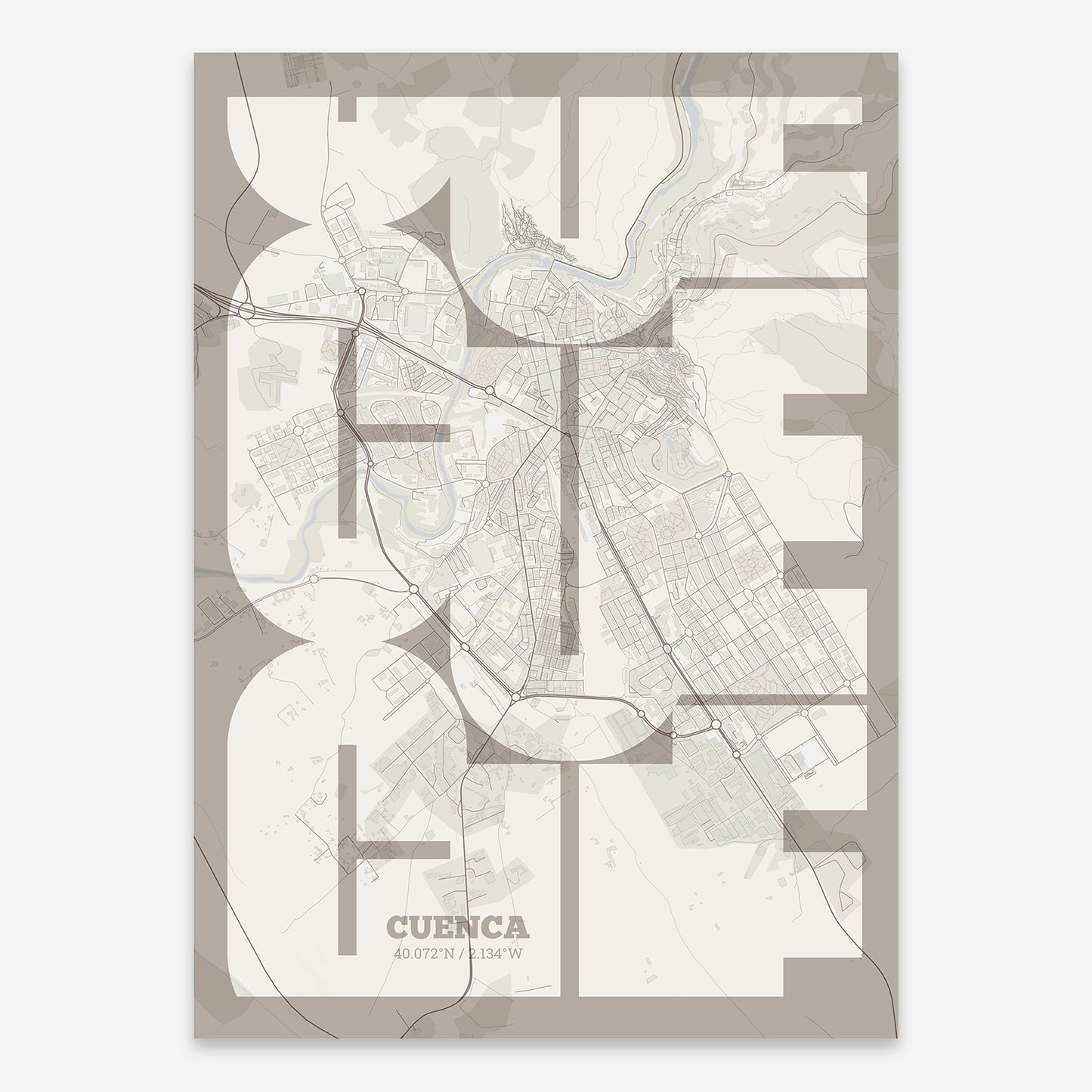 Cuenca Map V03 Rustic / Frame / Yes