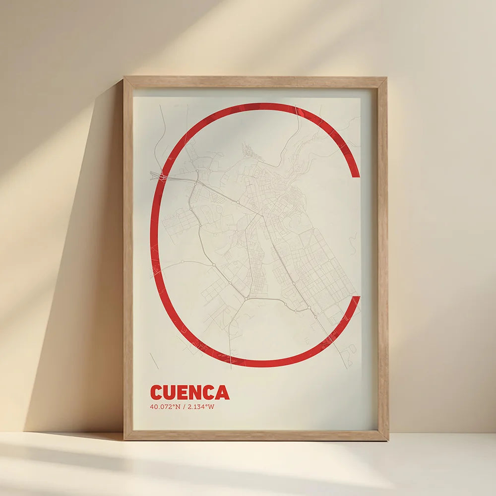 Póster decorativo de Cuenca – Arte tipográfico ultrafino