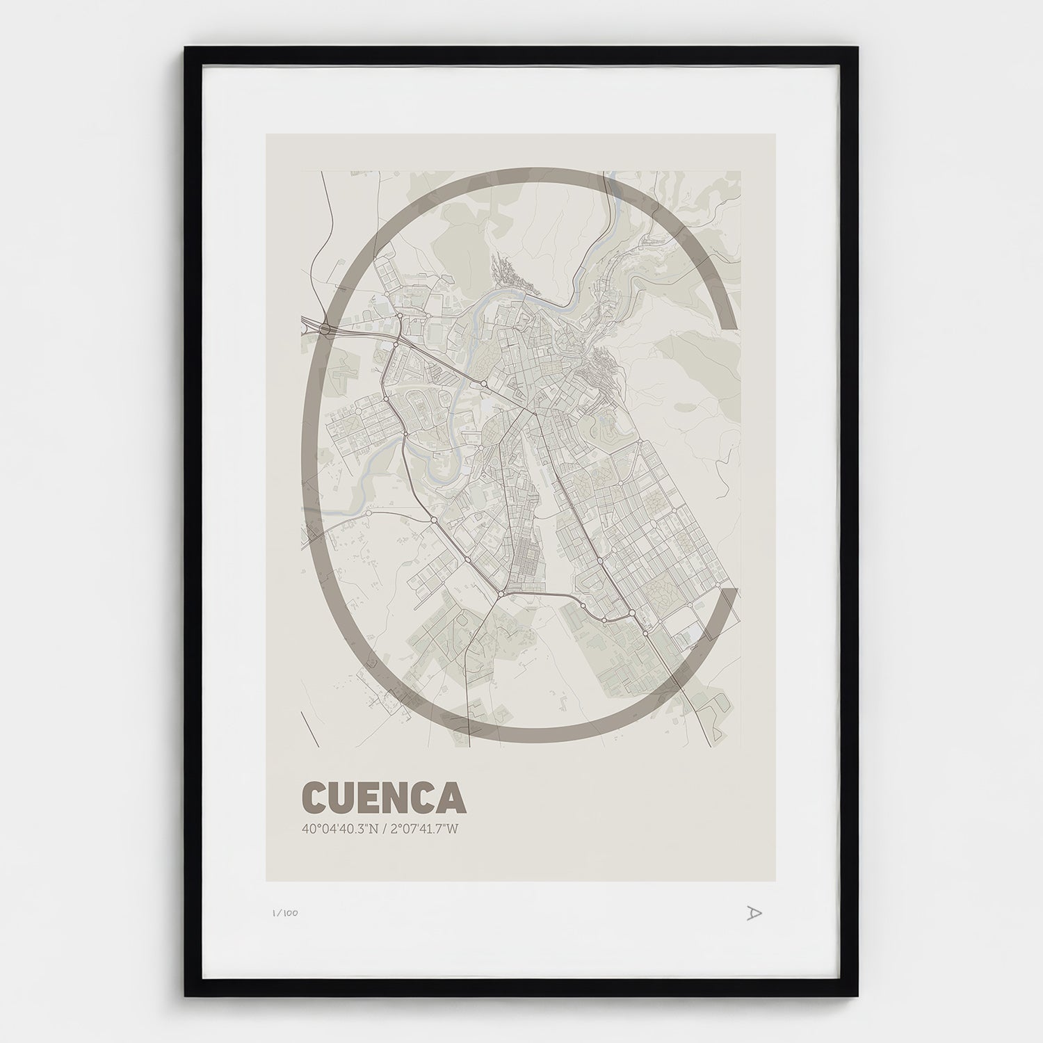 Lámina tipográfica de Cuenca – diseño Ultrafina, marco negro