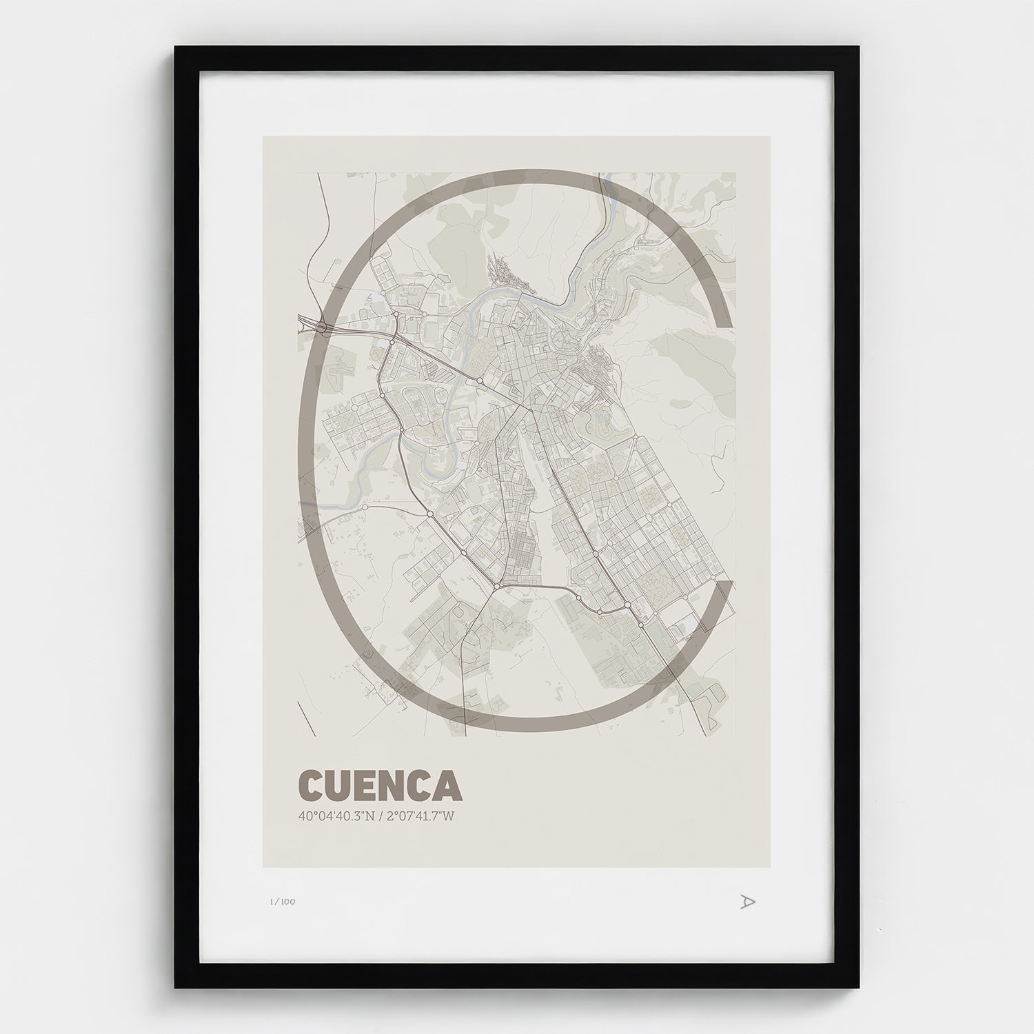 Lámina tipográfica de Cuenca – diseño Ultrafina, marco negro