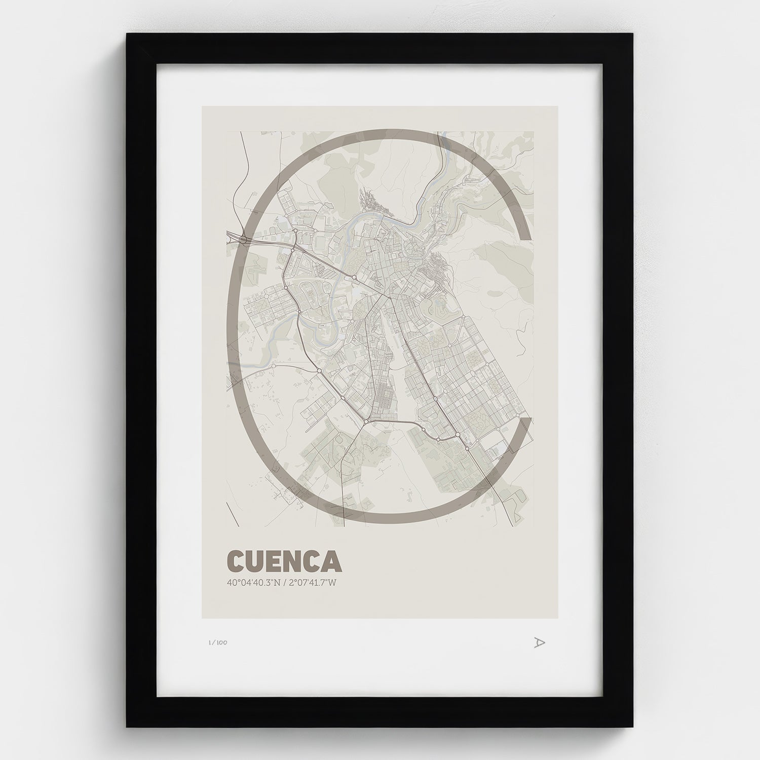 Lámina tipográfica de Cuenca – diseño Ultrafina, marco negro