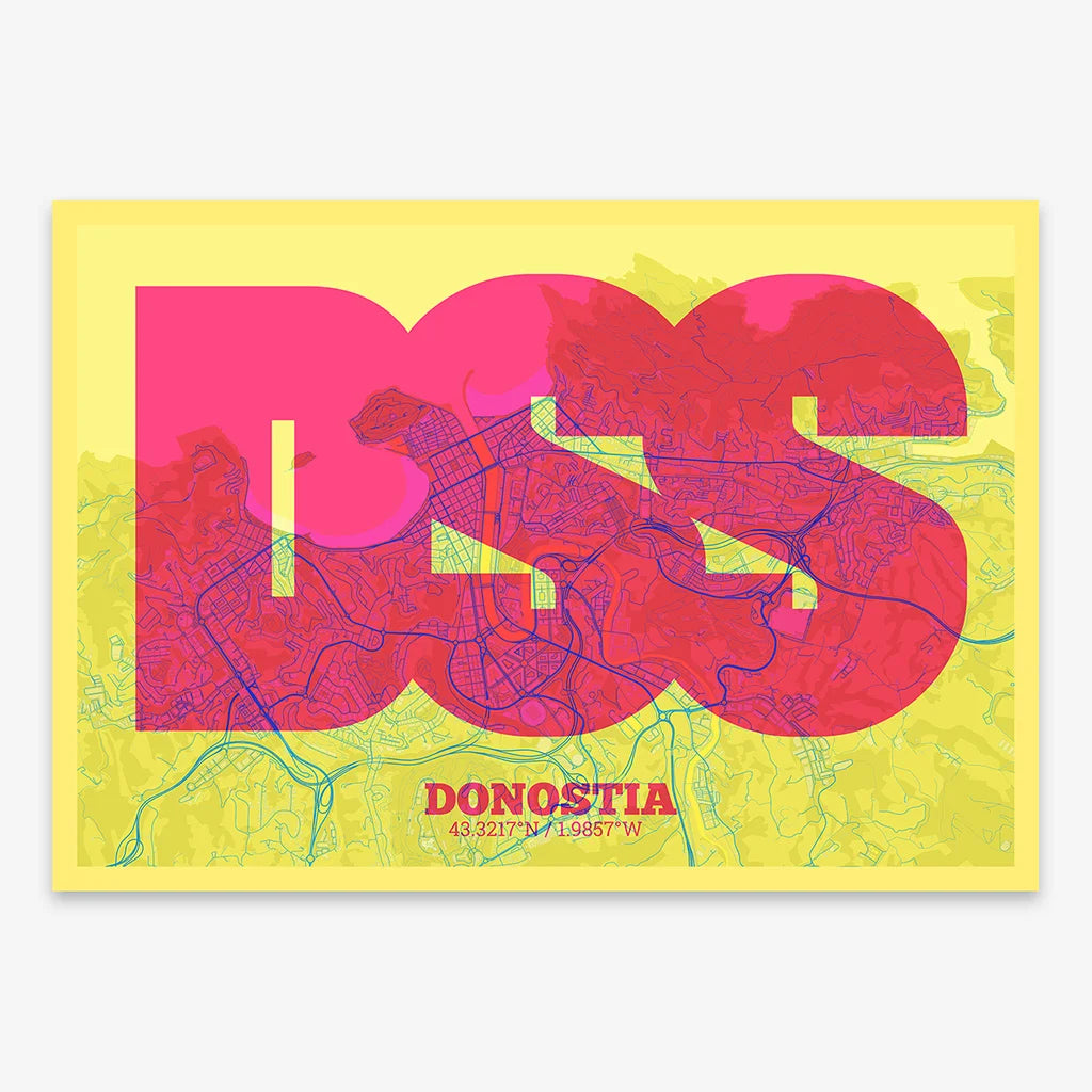 Decorative print of Donostia – Modern typographic art