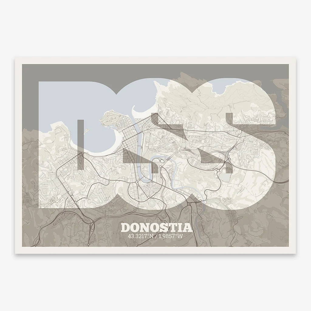 Decorative print of Donostia – Modern typographic art