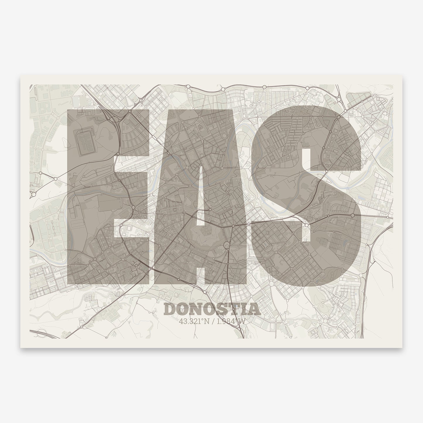 Donostia Map V02 Rustic / No Frame / No