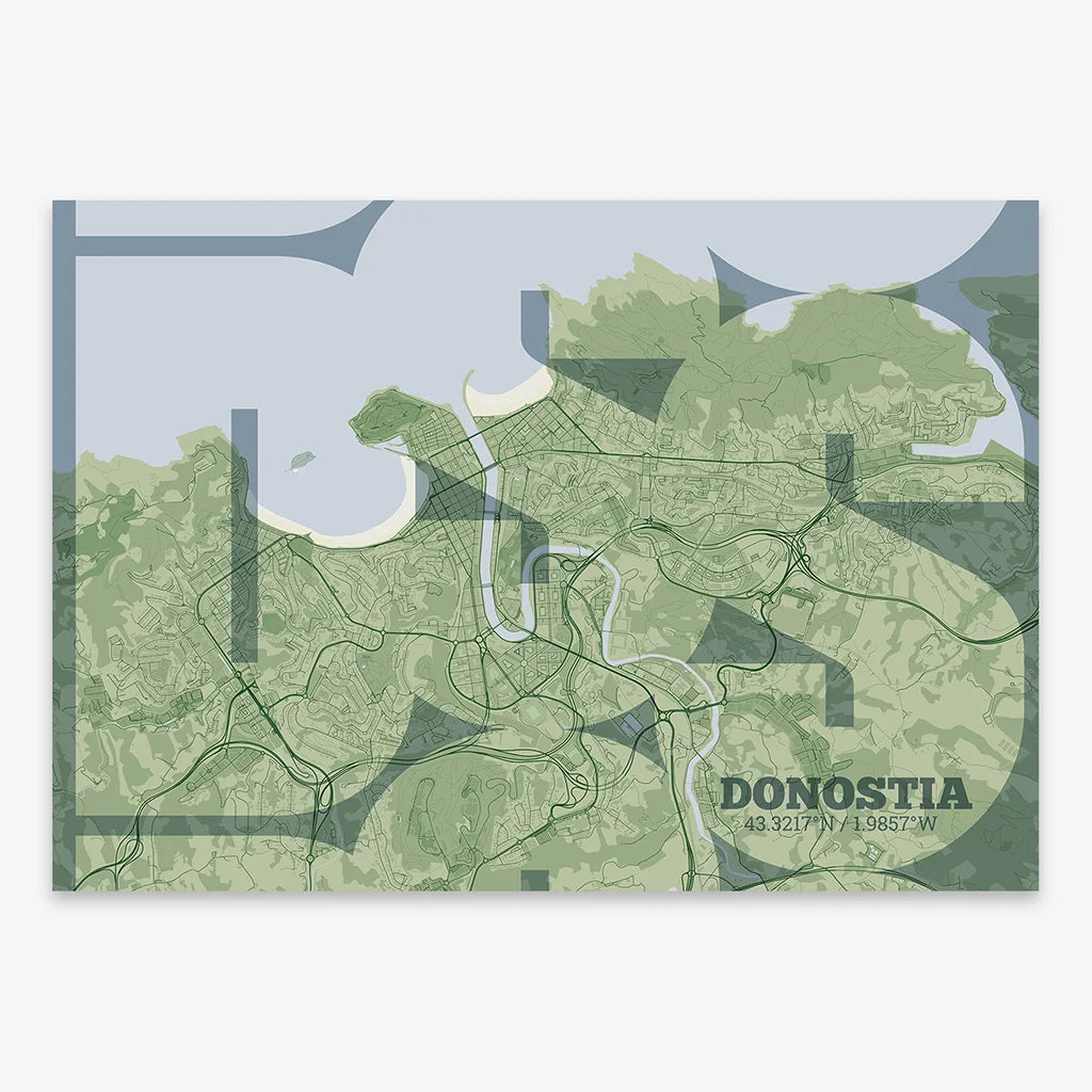 Artistic poster of Donostia with geometric typography - Personalized decoration