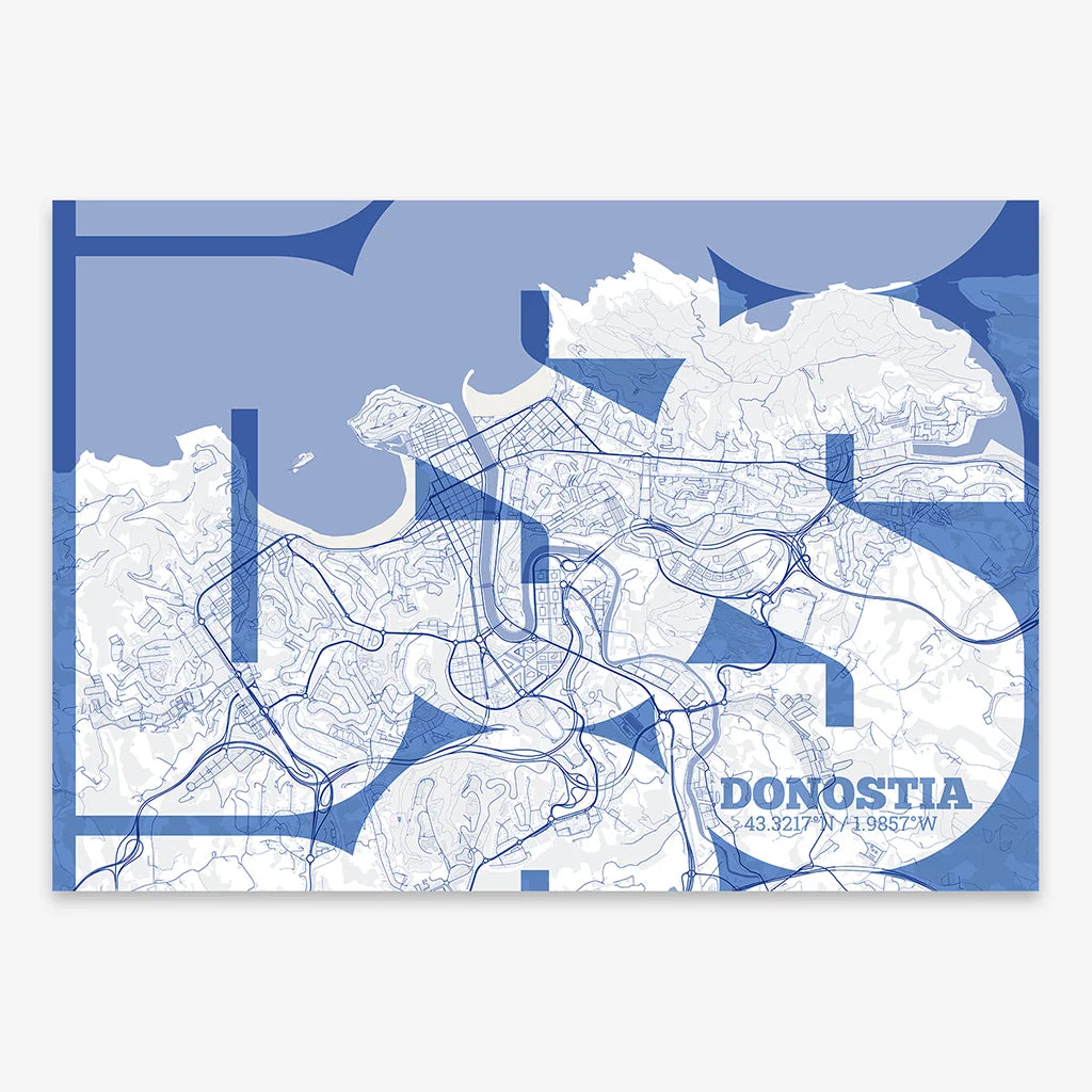 Artistic poster of Donostia with geometric typography - Personalized decoration