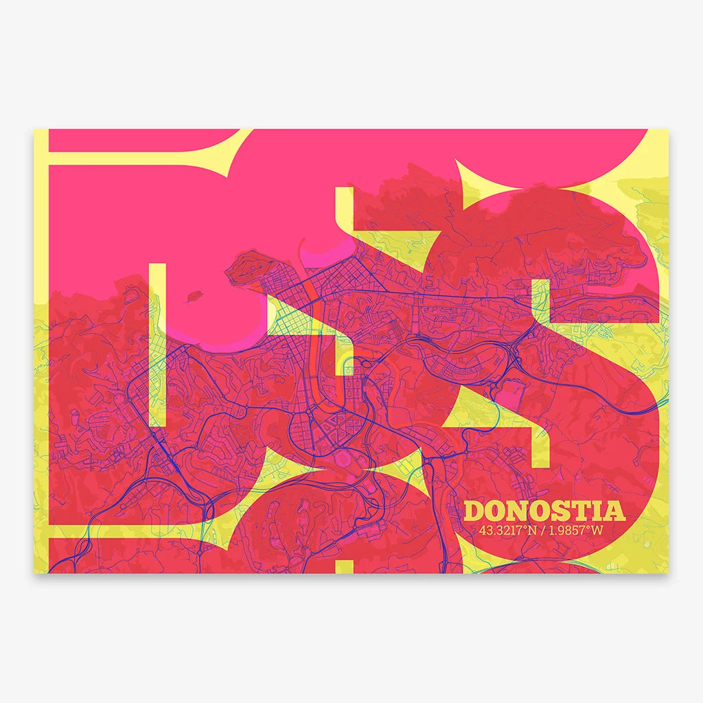Artistic poster of Donostia with geometric typography - Personalized decoration