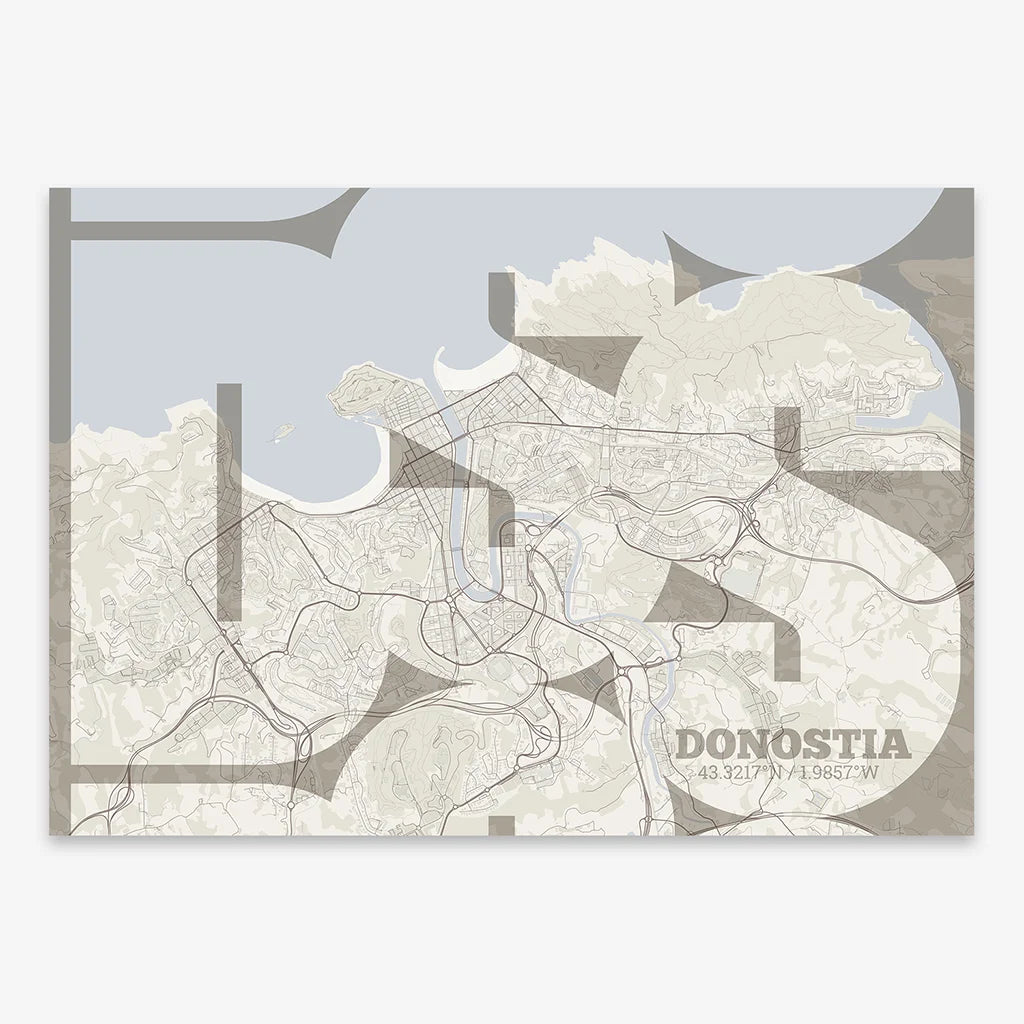 Artistic poster of Donostia with geometric typography - Personalized decoration